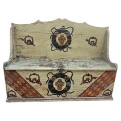High-backed Green Lacquered Bench, Italy, Early 19th Century