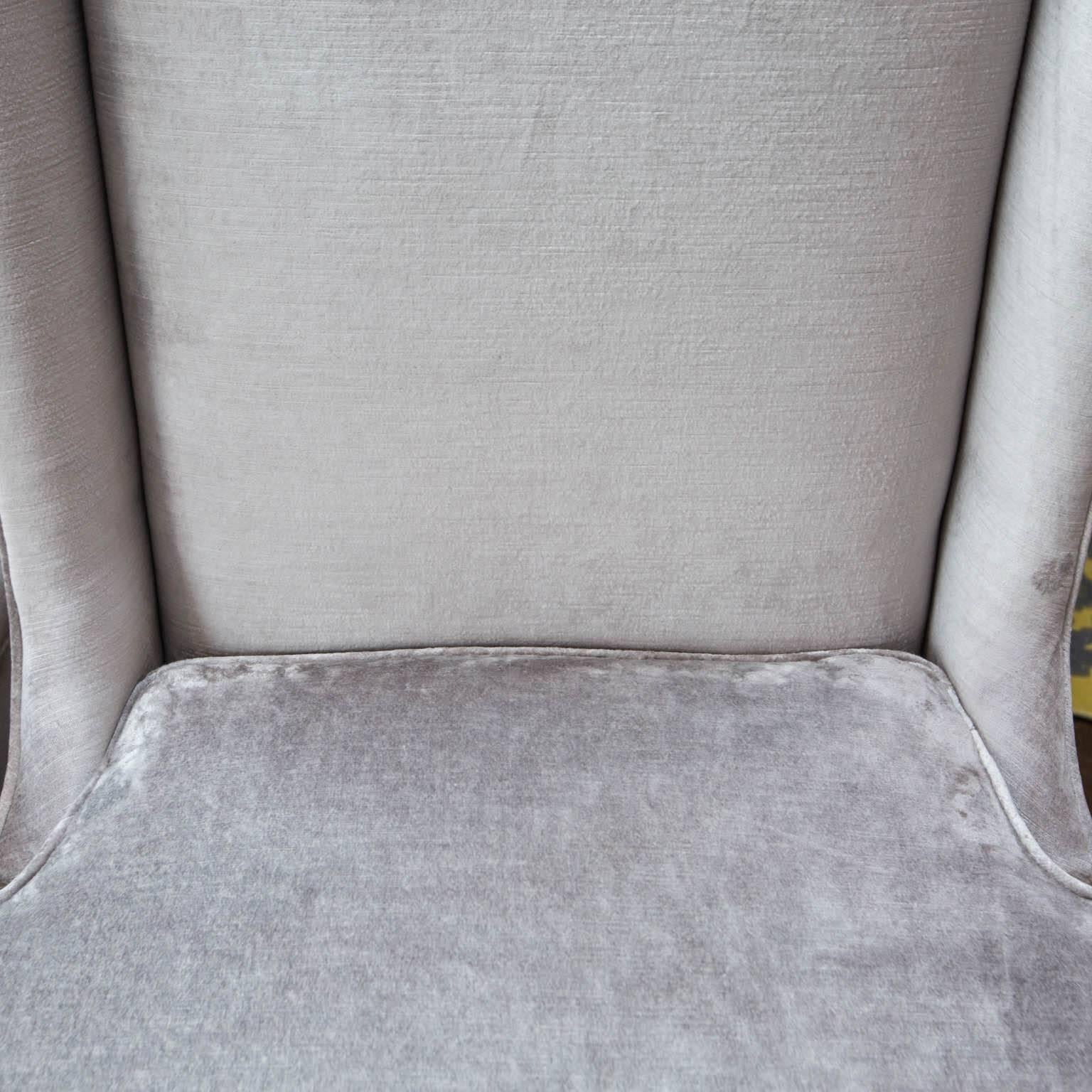 grey velvet high back chair