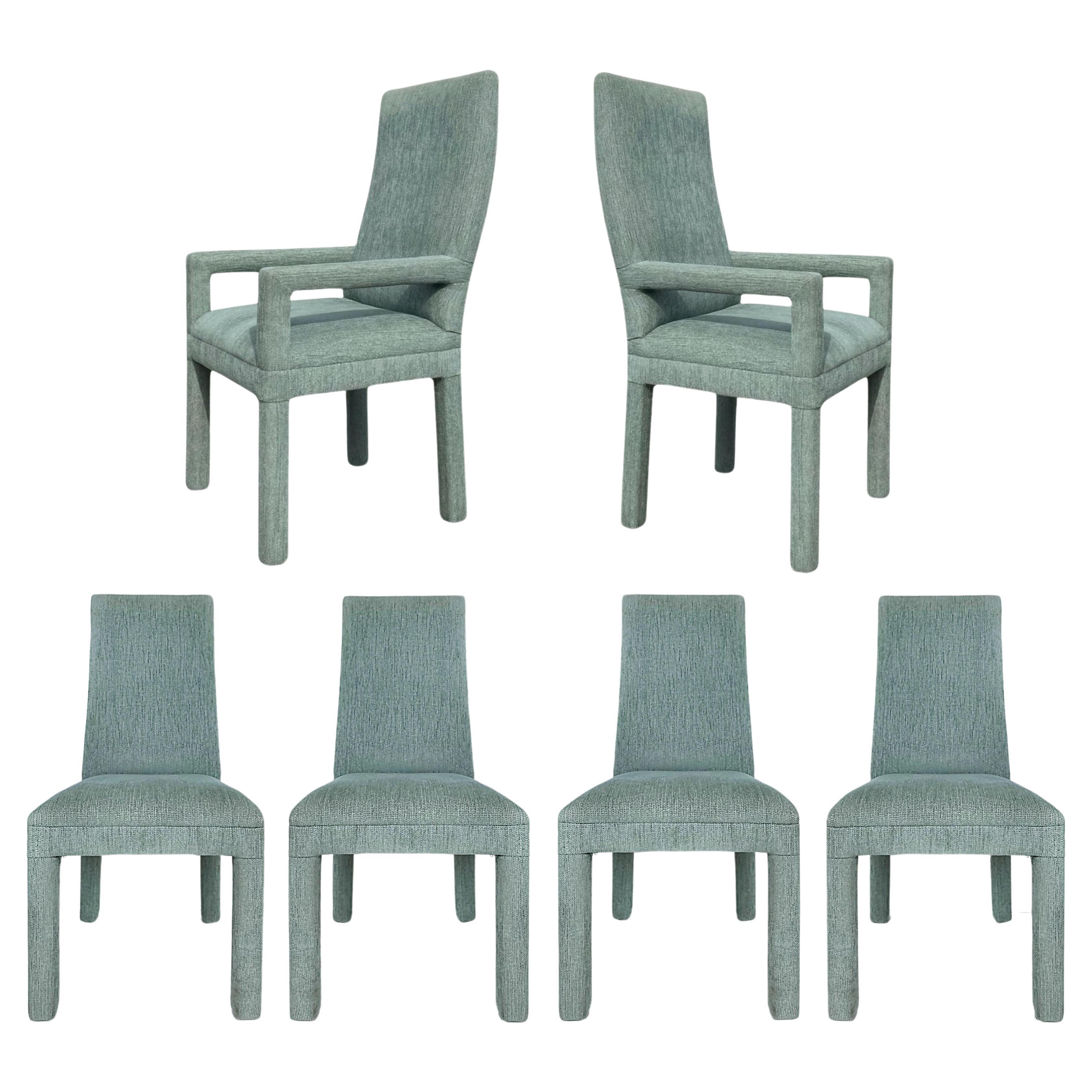 High-backed, Large Scale Upholstered Dining Chairs, Set of 6 '2 Arms, 4 Sides'