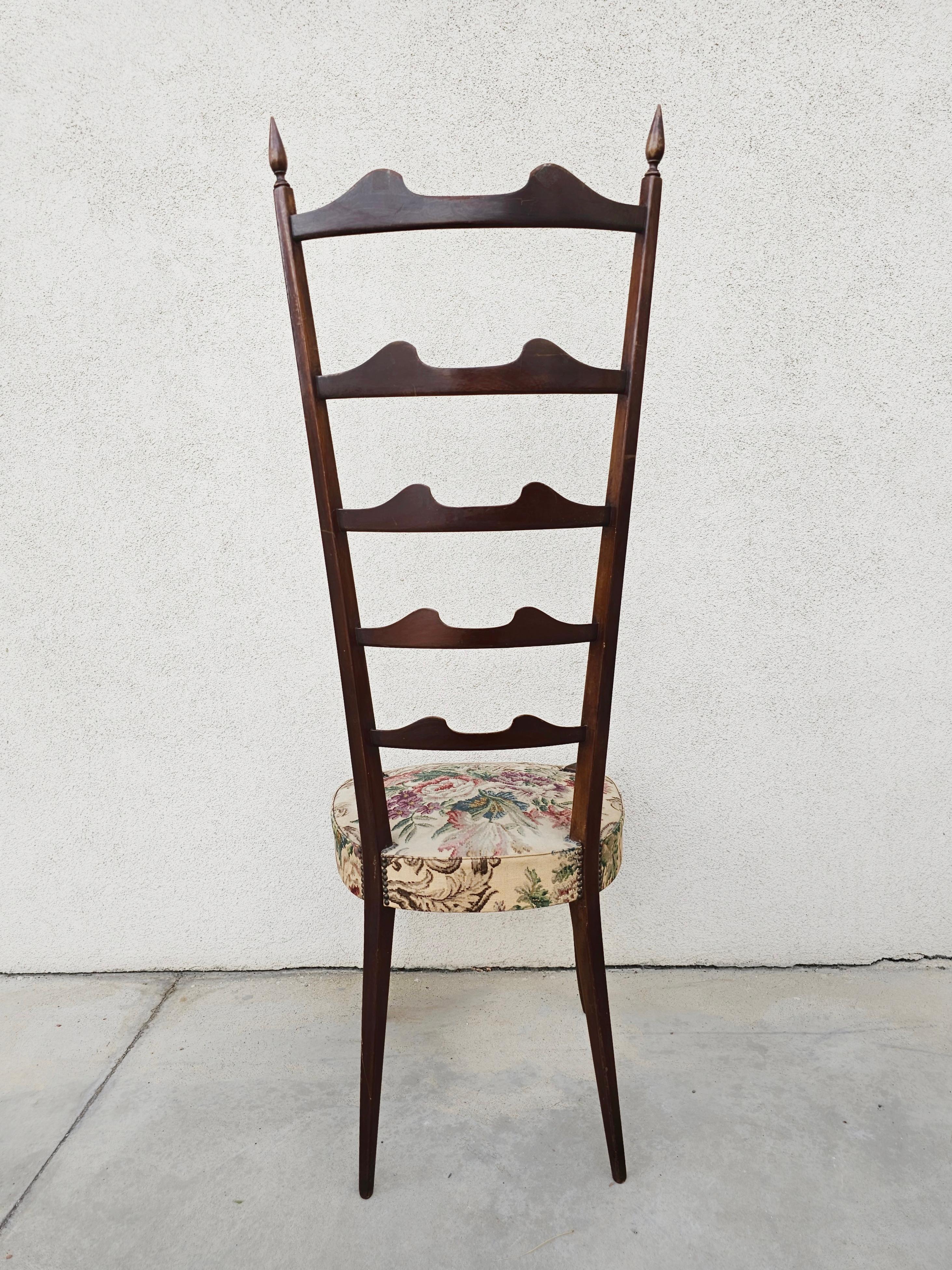 High Backrest Chiavari Chairs done in Mahogany by Paolo Buffa Pair, Italy 1950s For Sale 1