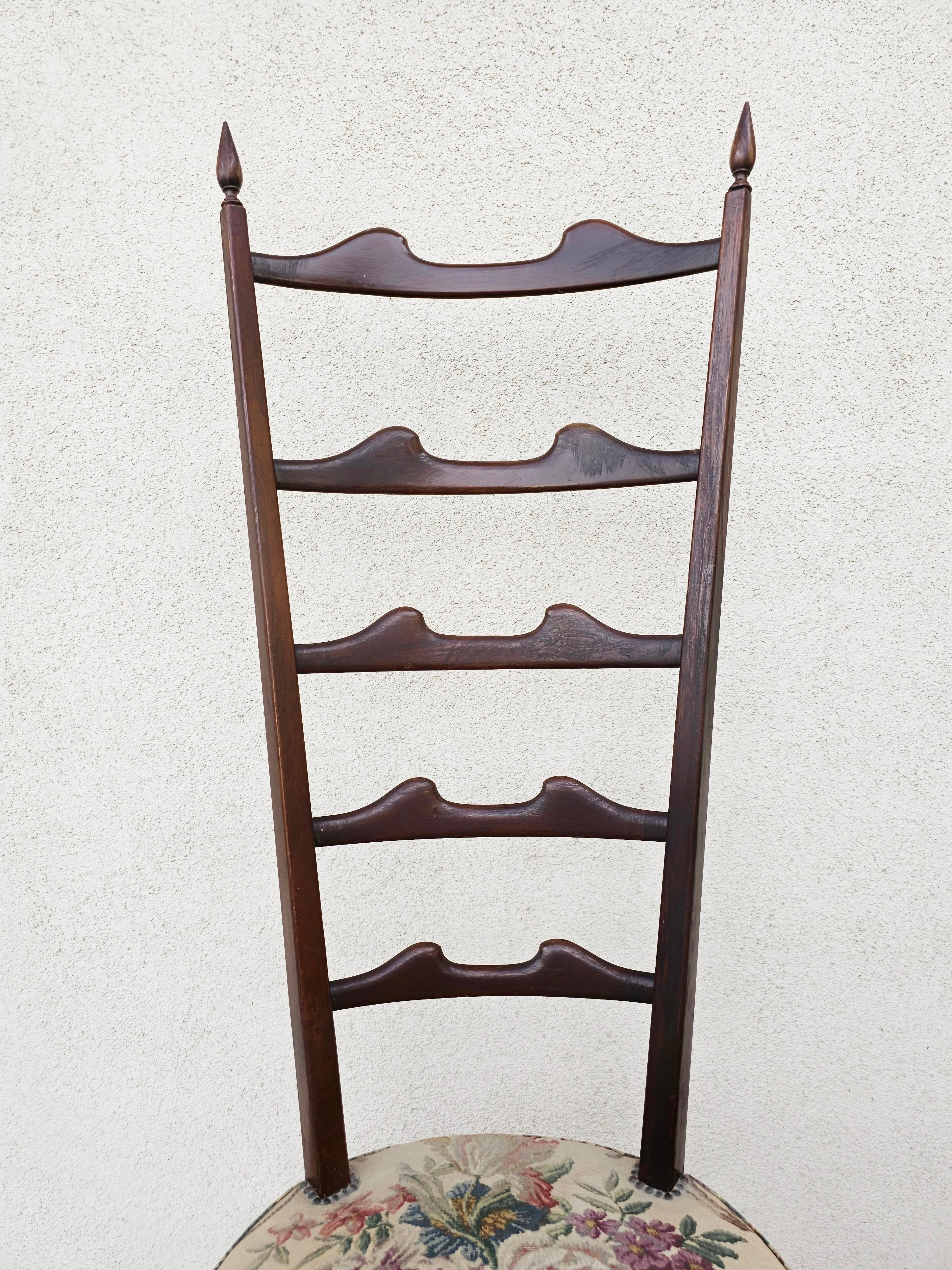 High Backrest Chiavari Chairs done in Mahogany by Paolo Buffa Pair, Italy 1950s For Sale 2