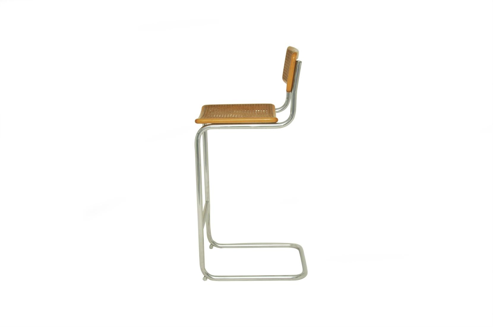 Mid-Century Modern Tabouret de bar haut:: modèle Cesca de Marcel Breuer:: Italie 1970:: édition Cidue:: brun