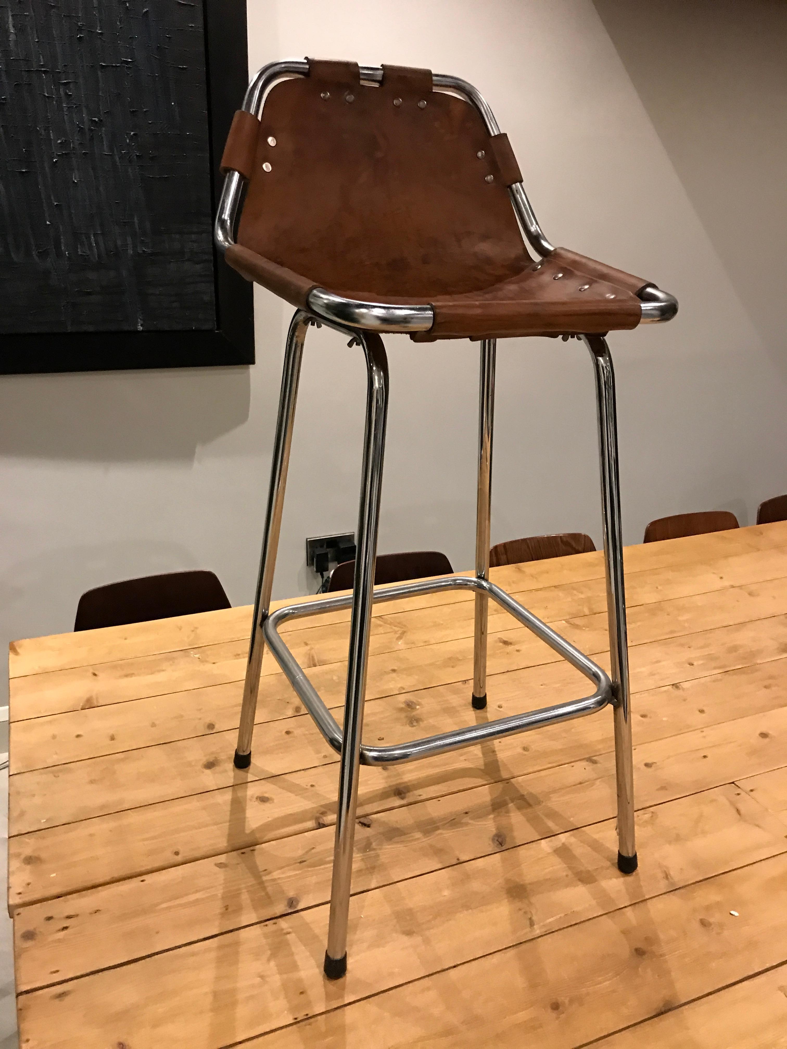 Mid-Century Modern High Bar Stool Selected by Charlotte Perriand for the Les Arcs Ski Resort