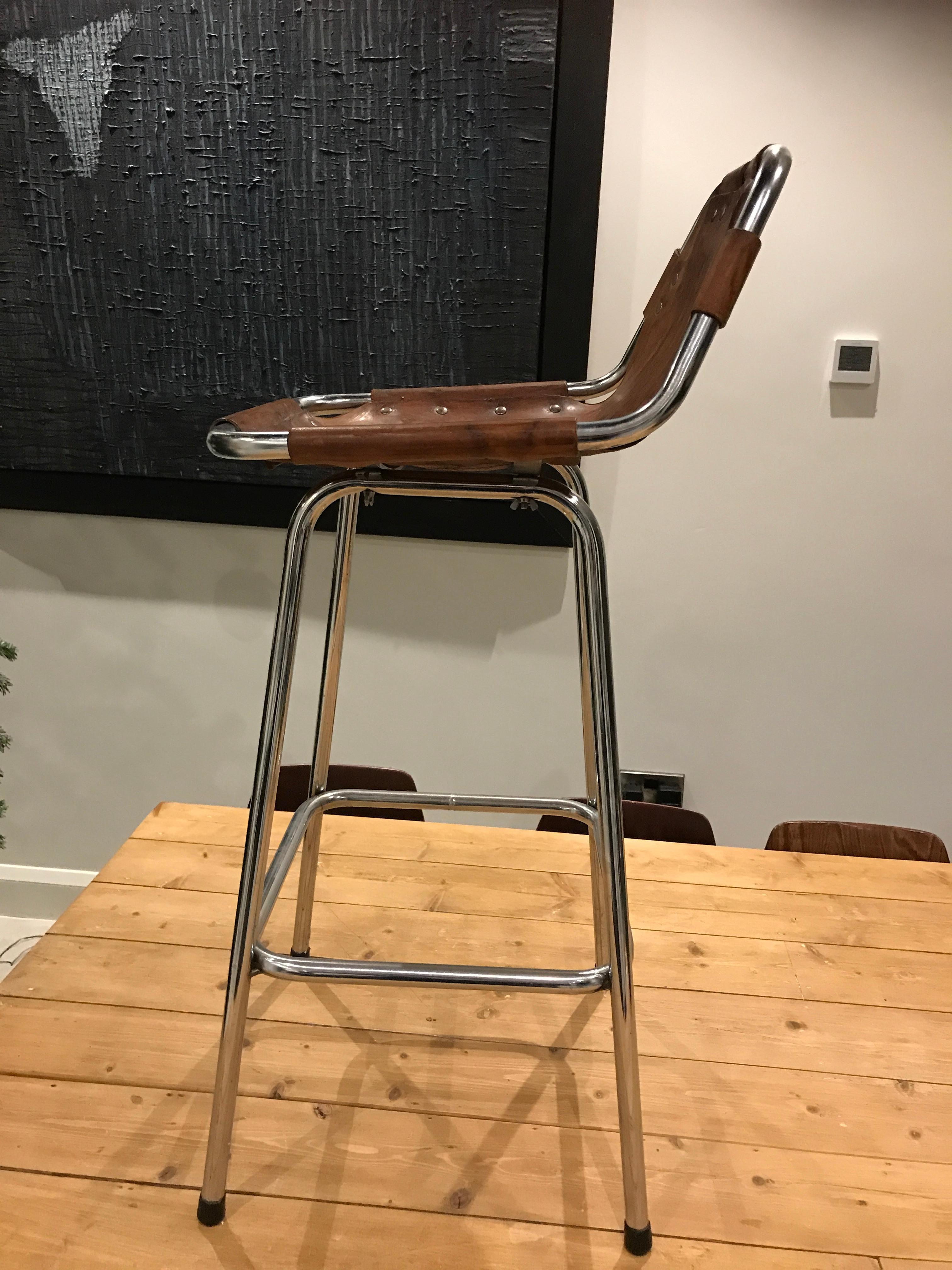 High Bar Stool Selected by Charlotte Perriand for the Les Arcs Ski Resort In Good Condition In Markington, GB