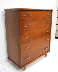 High Boy Mid Century 5 Drawer Dresser in the style of American of Martinsville