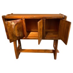 High "Brutalist" Sideboard in Solid Walnut, France circa 1960