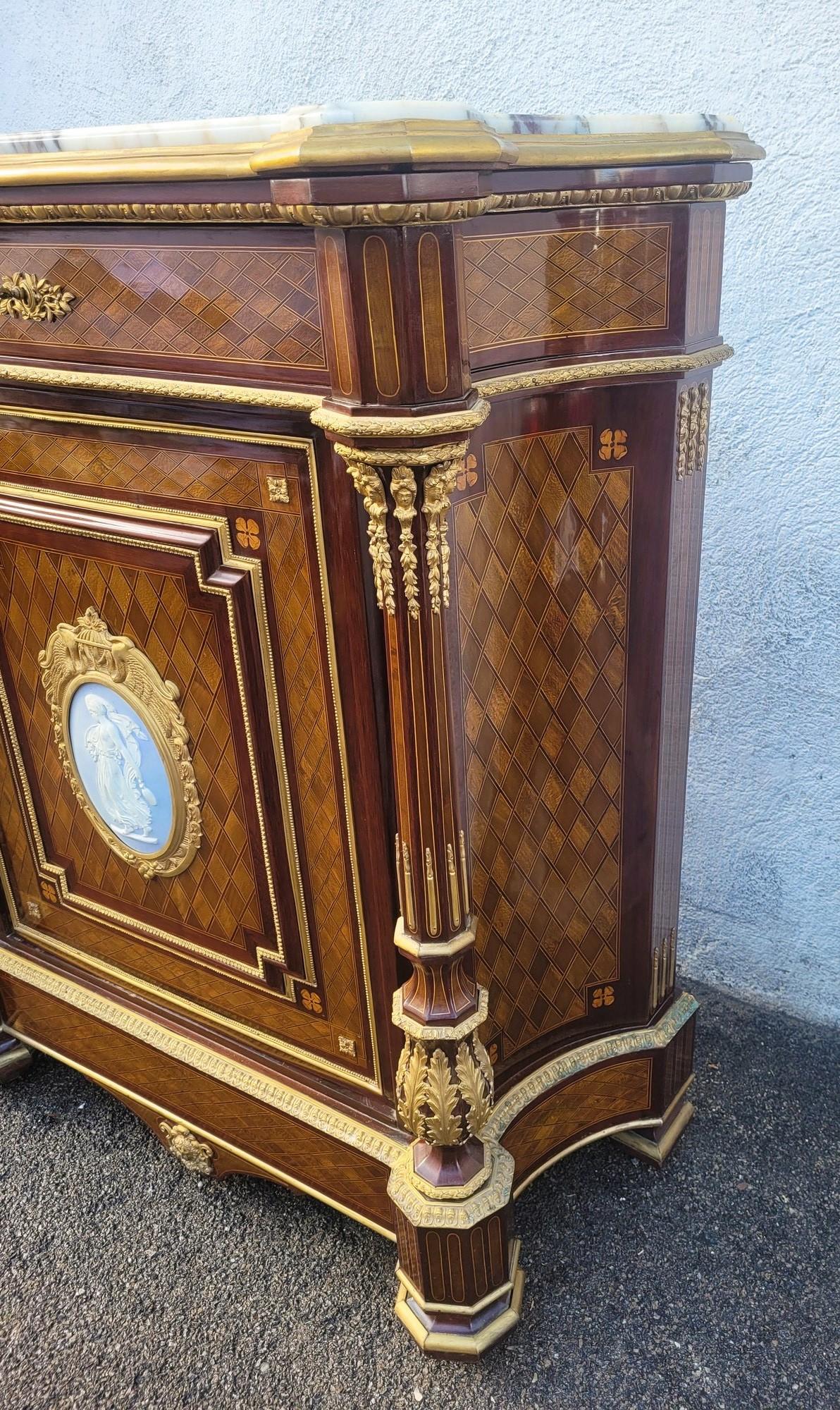 High buffet In Marquetry, Napoleon III, 19th Century For Sale 5
