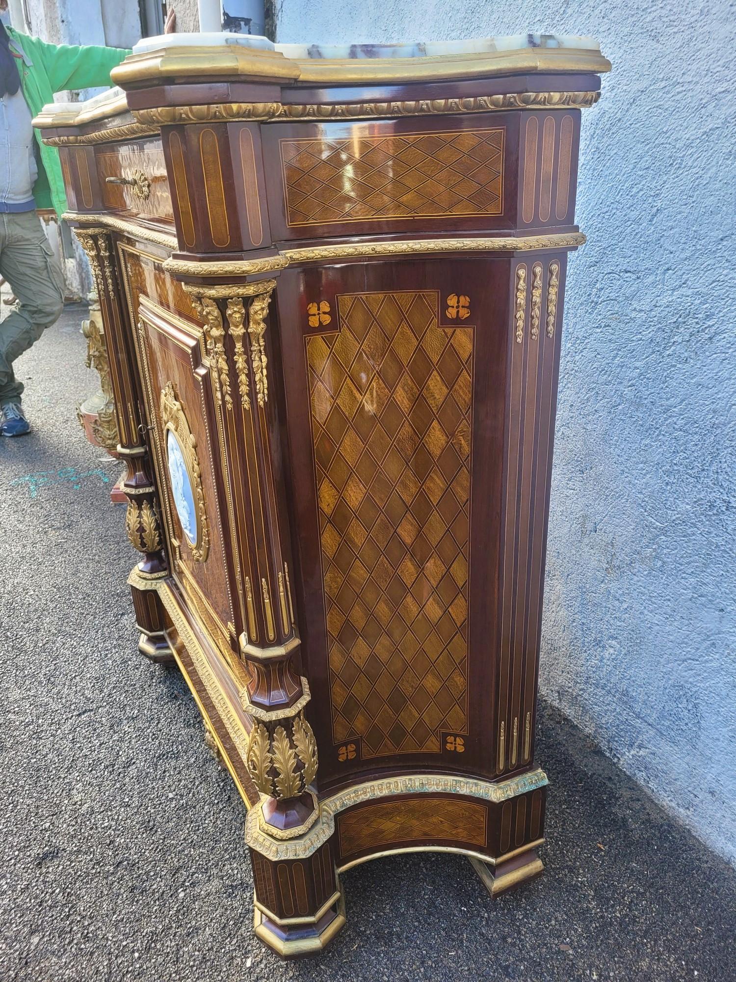 High buffet In Marquetry, Napoleon III, 19th Century For Sale 6
