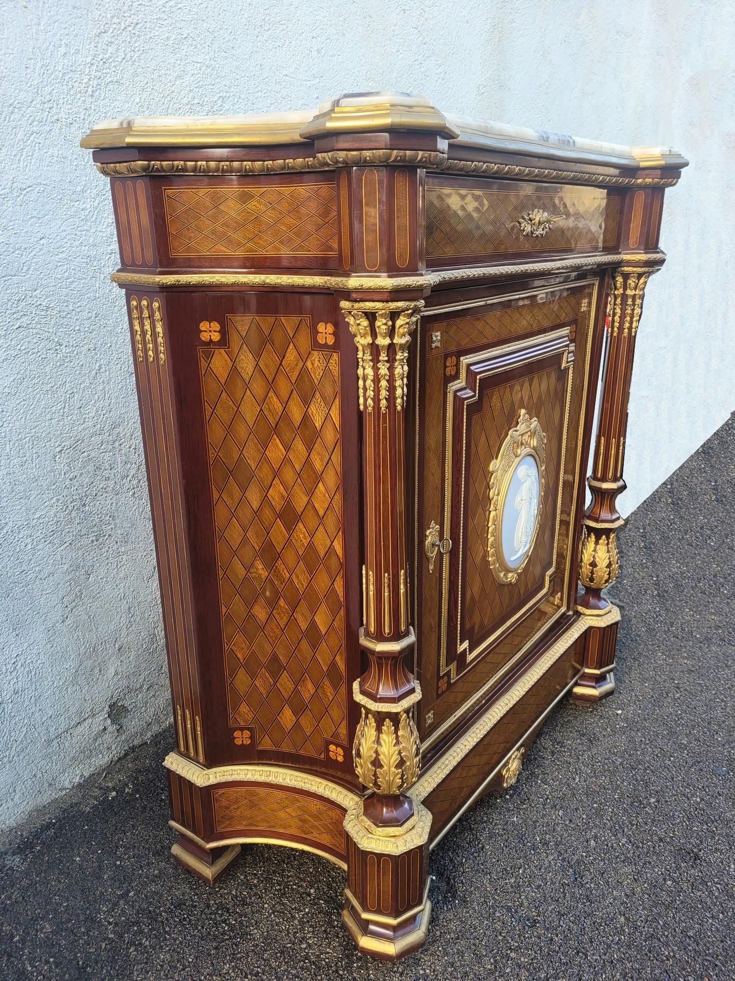 High buffet In Marquetry, Napoleon III, 19th Century For Sale 7