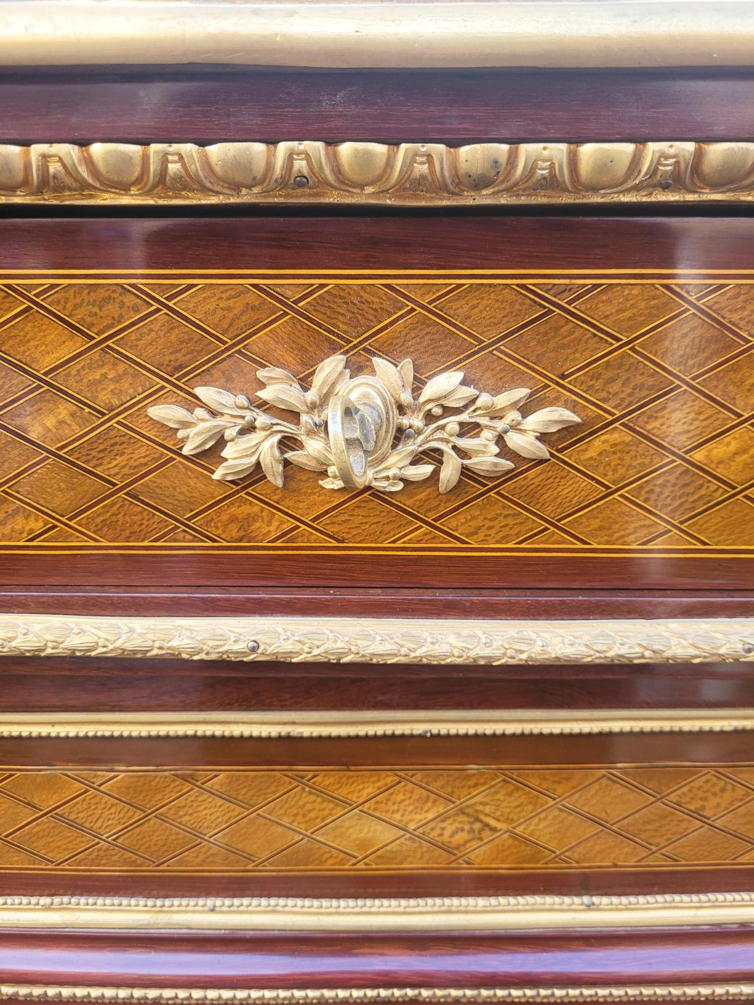 High buffet In Marquetry, Napoleon III, 19th Century In Good Condition For Sale In MARSEILLE, FR