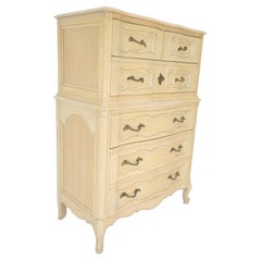 High Built Lacquer Bleached Cherry Country French 6 Drawers 54" Tall Dresser