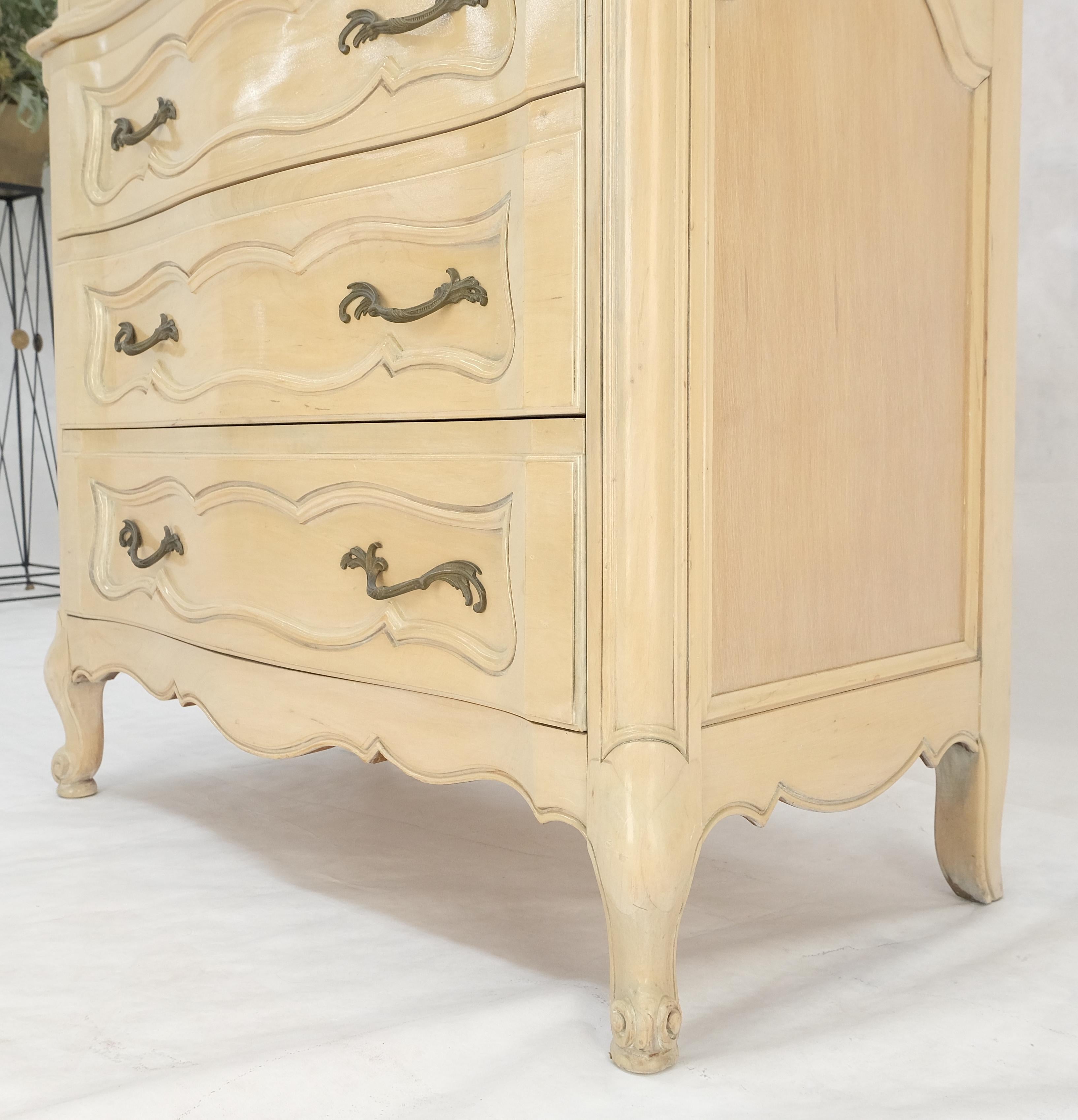 Cómoda Alta Construida Lacada Cerezo Blanqueado Country French 6 Cajones 54