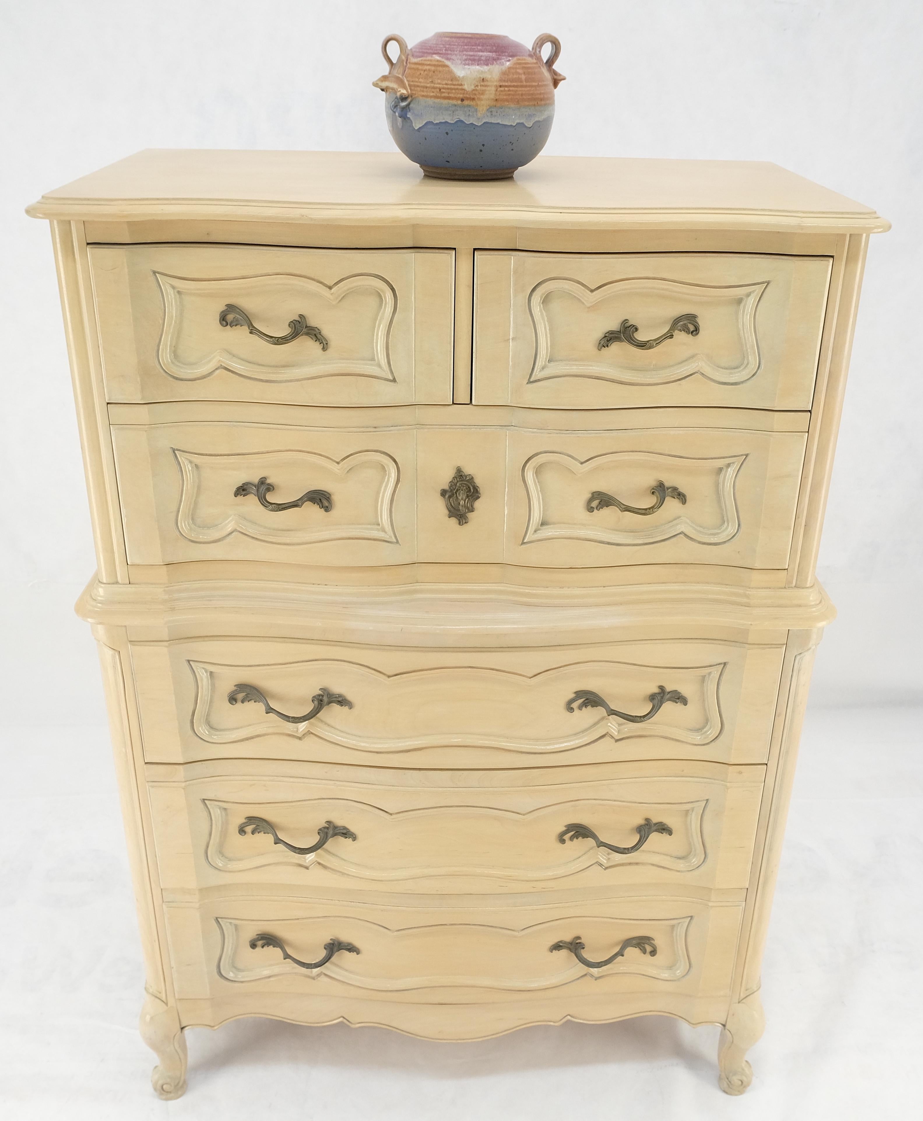 Cómoda Alta Construida Lacada Cerezo Blanqueado Country French 6 Cajones 54