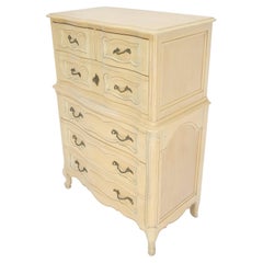 High Built Lacquer Bleached Cherry Country French 6 Drawers 54" Tall Dresser