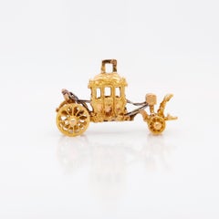 High-Carat Gold Horse Carriage or Stagecoach Charm for a Bracelet