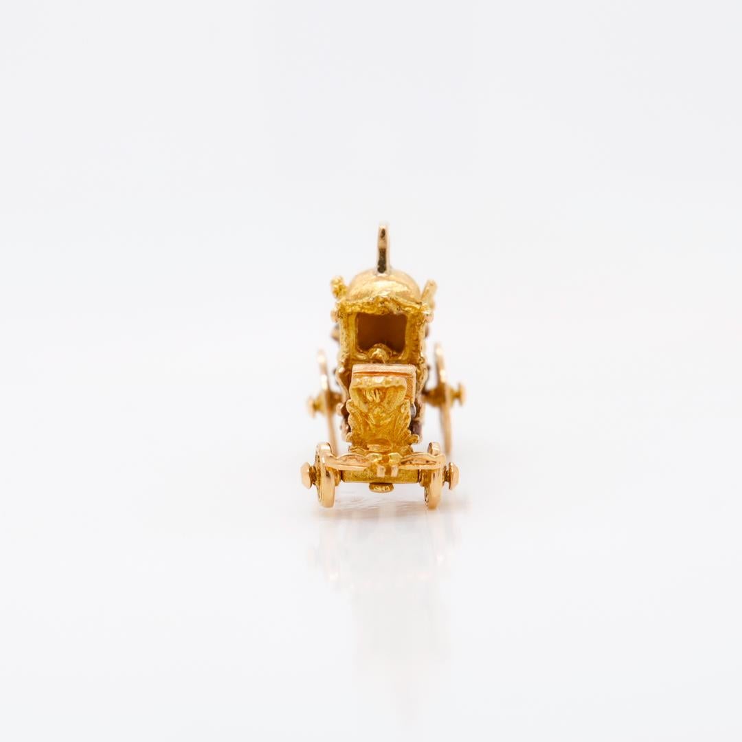 Retro High-Carat Gold Horse Carriage or Stagecoach Charm for a Bracelet For Sale