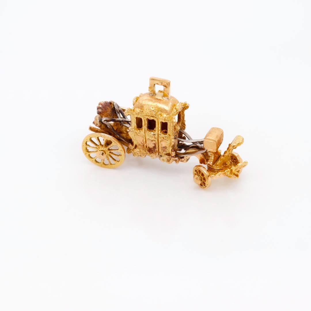 Women's High-Carat Gold Horse Carriage or Stagecoach Charm for a Bracelet For Sale