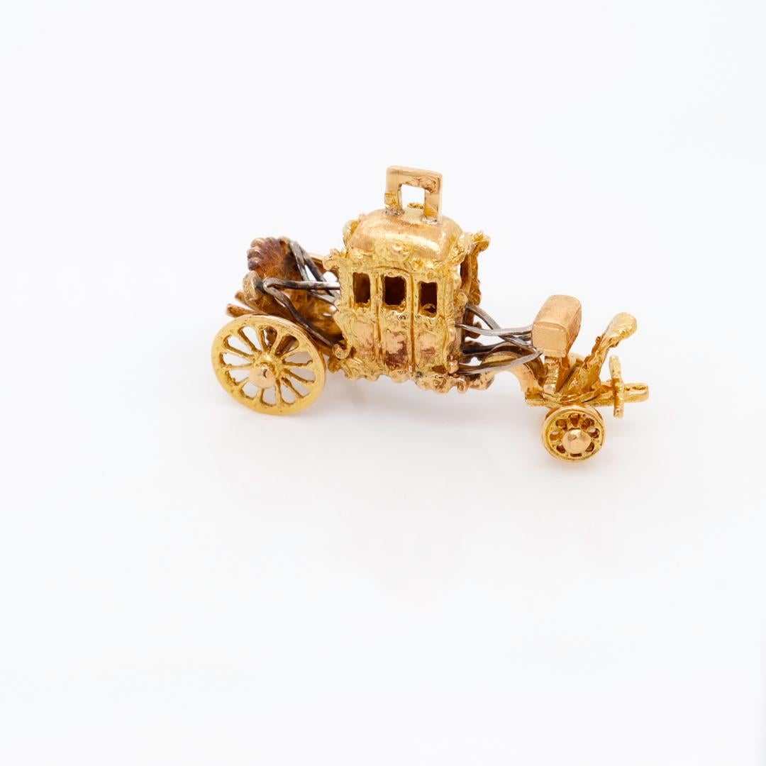 High-Carat Gold Horse Carriage or Stagecoach Charm for a Bracelet For Sale 1