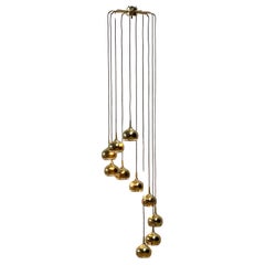 High ceiling brass chandelier