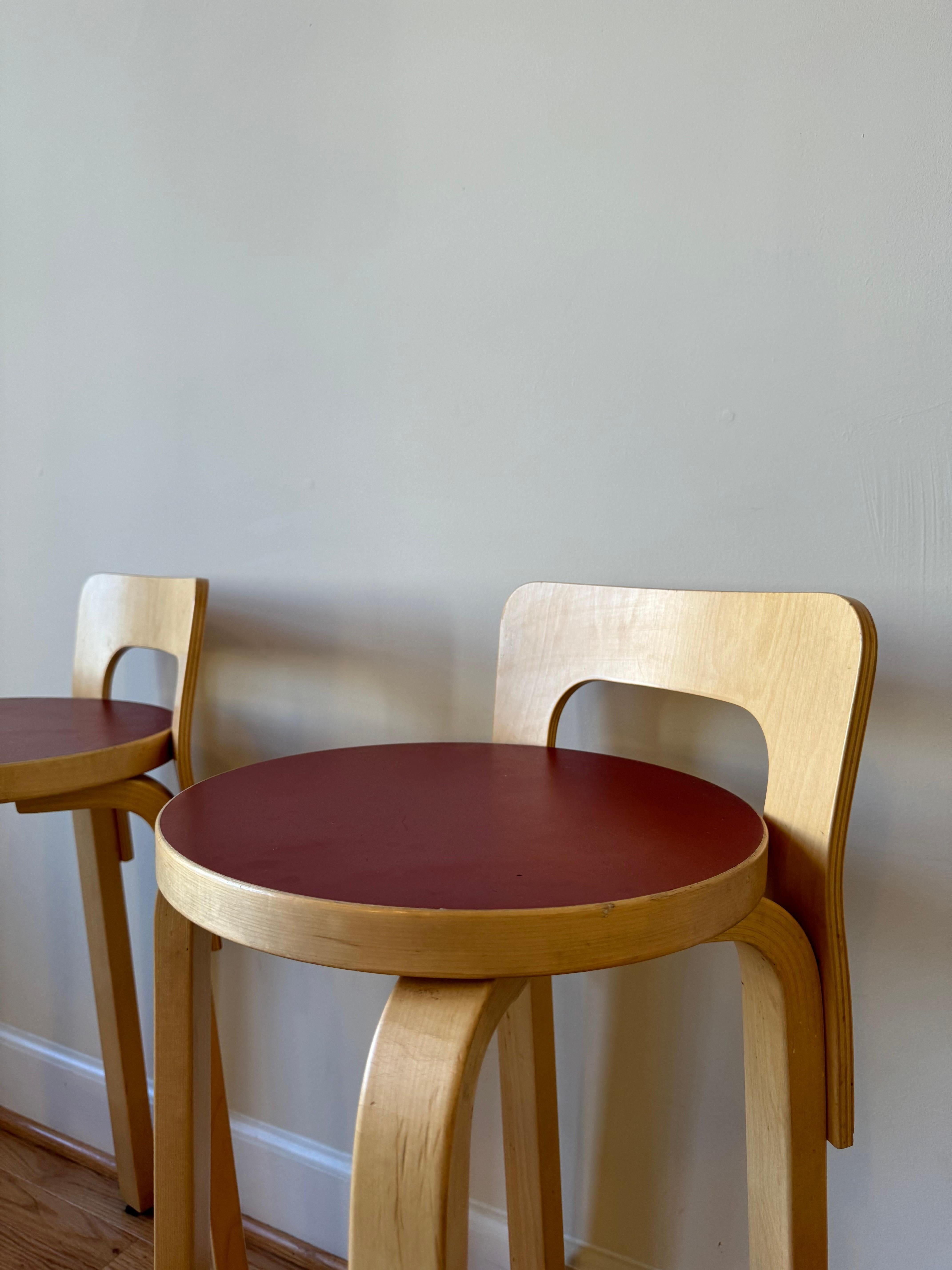 High Chair K65 by Alvar Aalto for Artek (Red Linoleum seat) 1