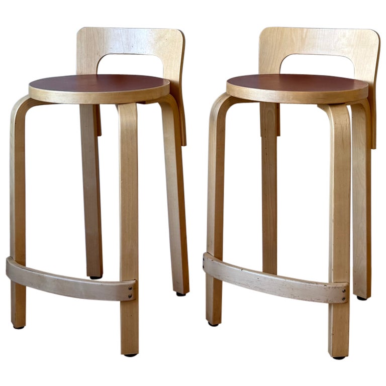 High Chair K65 by Alvar Aalto for Artek (Red Linoleum seat) at
