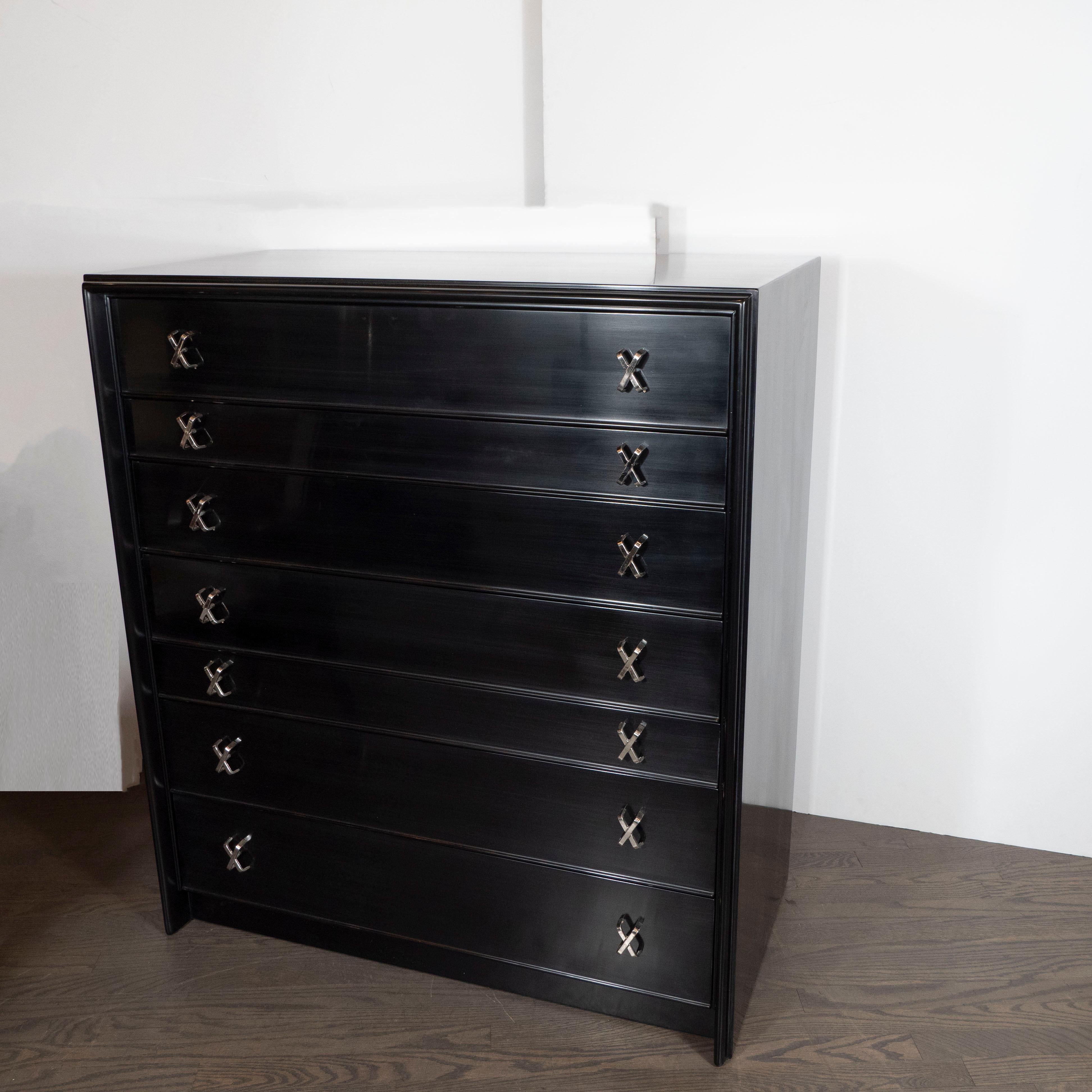 American High Chest in Ebonized Walnut with Nickel 