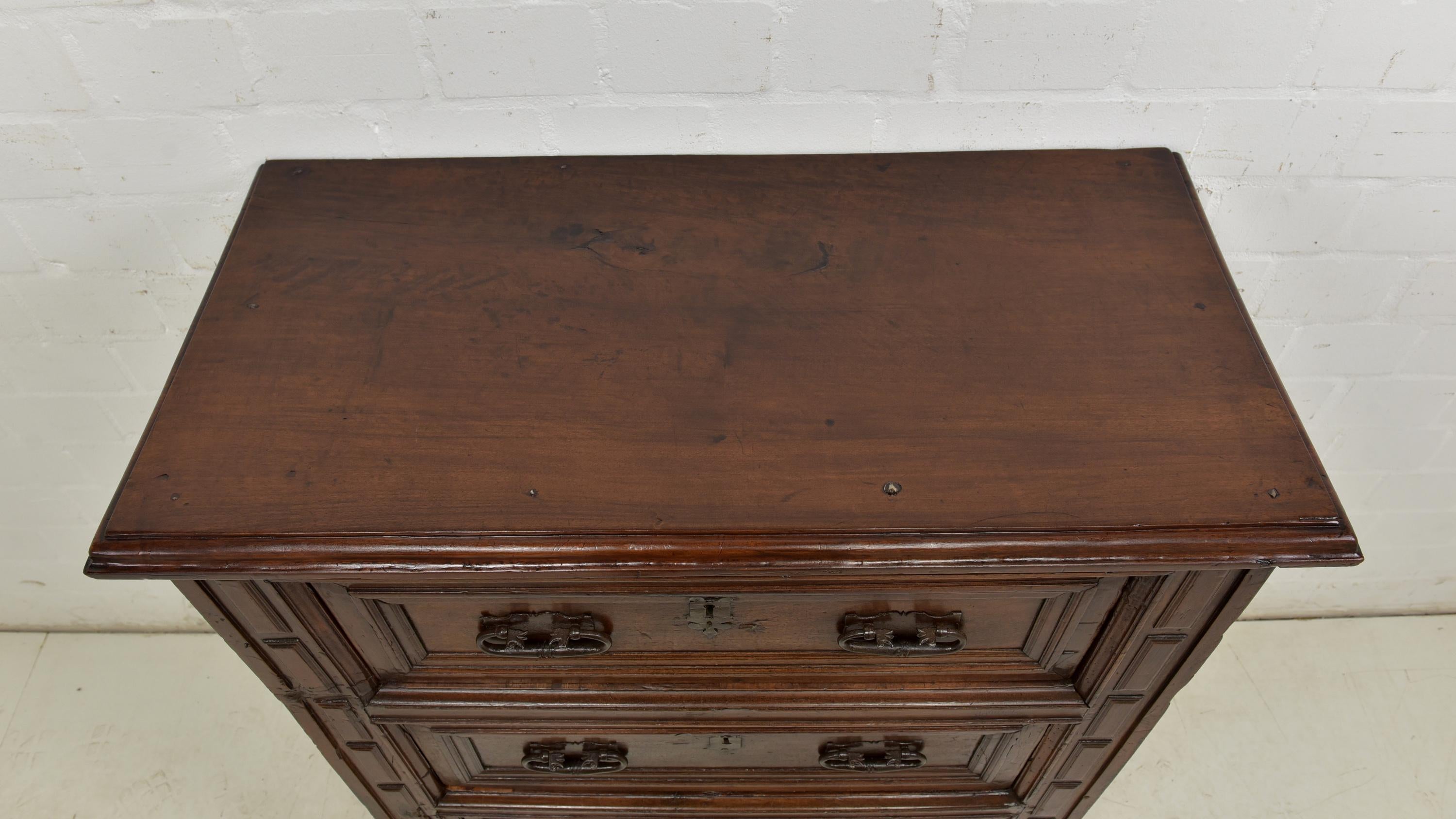 Renaissance High Chest of Drawers Spain in Walnut, 1700 For Sale