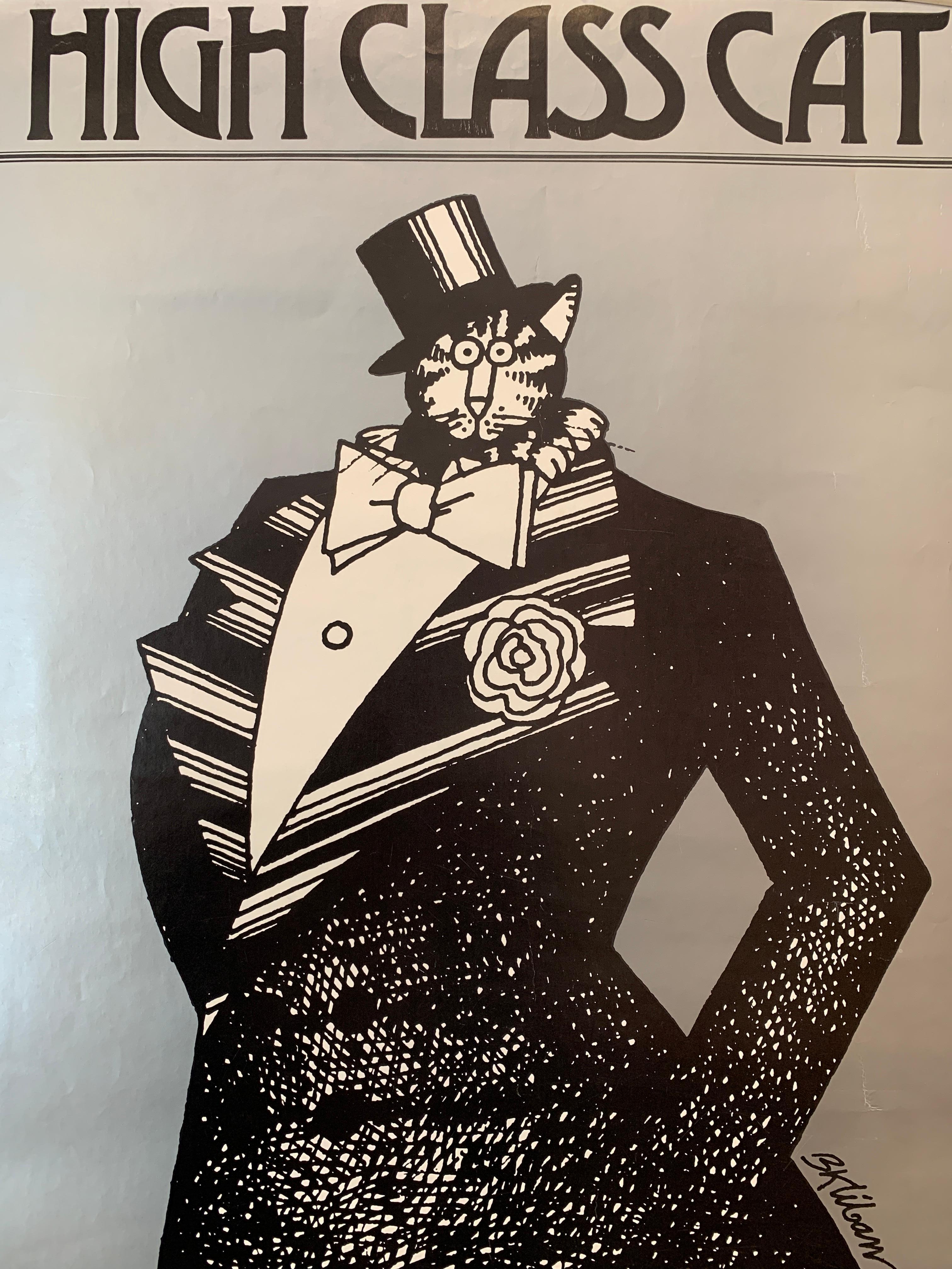 Modern 'High Class Cat', Original Vintage Poster by BK LIBAN, 1977, New York For Sale