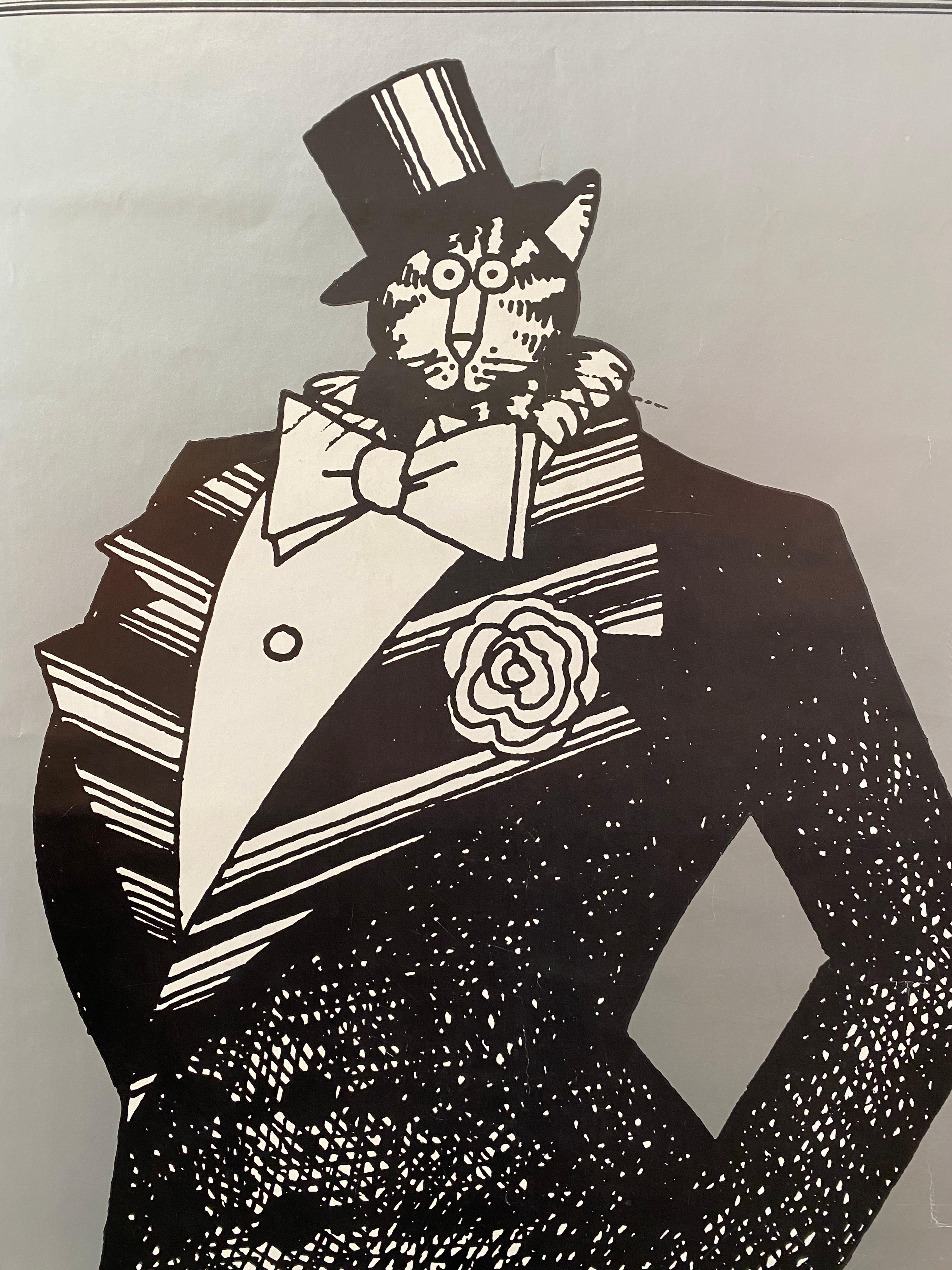Carta 'High Class Cat', Poster originale d'epoca di BK LIBAN, 1977, New York in vendita