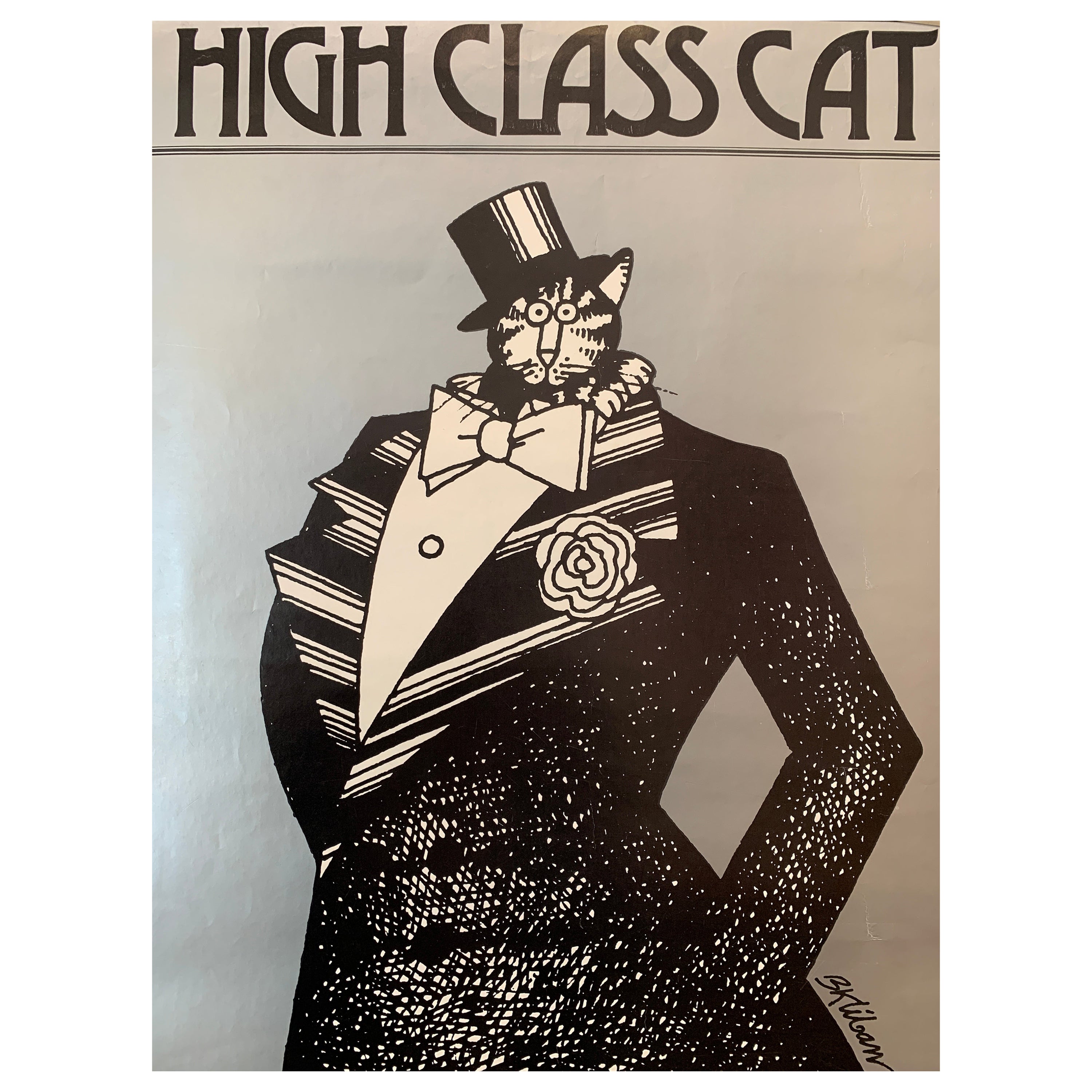 'High Class Cat', Poster originale d'epoca di BK LIBAN, 1977, New York in vendita