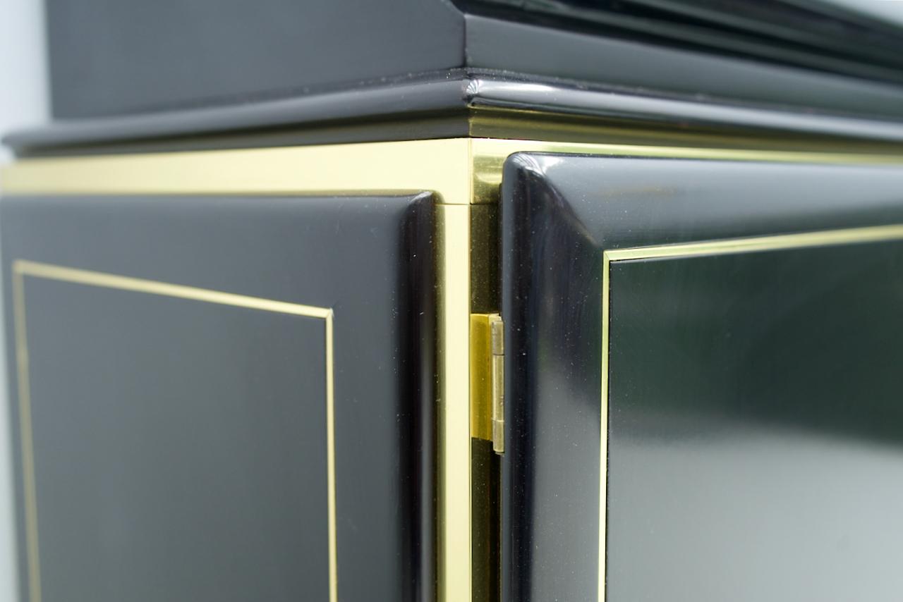 High Class Secretary, Writing Desk in Black Lacquer and Brass, 1970s 6