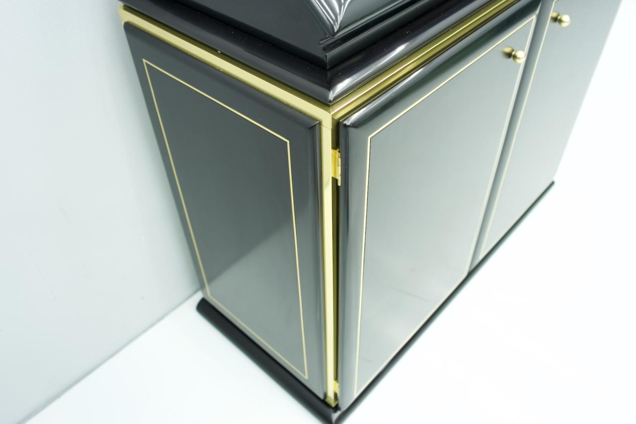 High Class Secretary, Writing Desk in Black Lacquer and Brass, 1970s 10