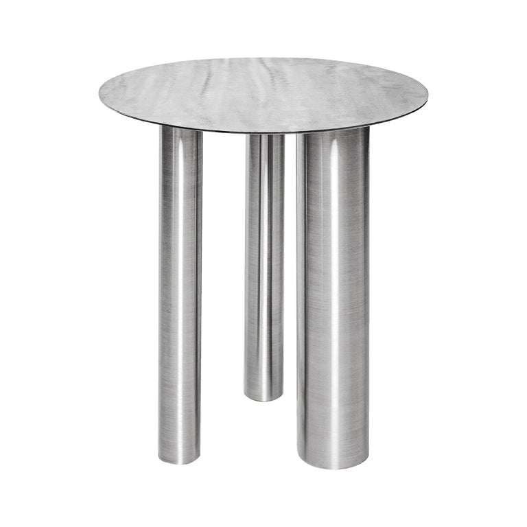 High Coffee Table Brandt CS1 made of stainless steel by NOOM For Sale