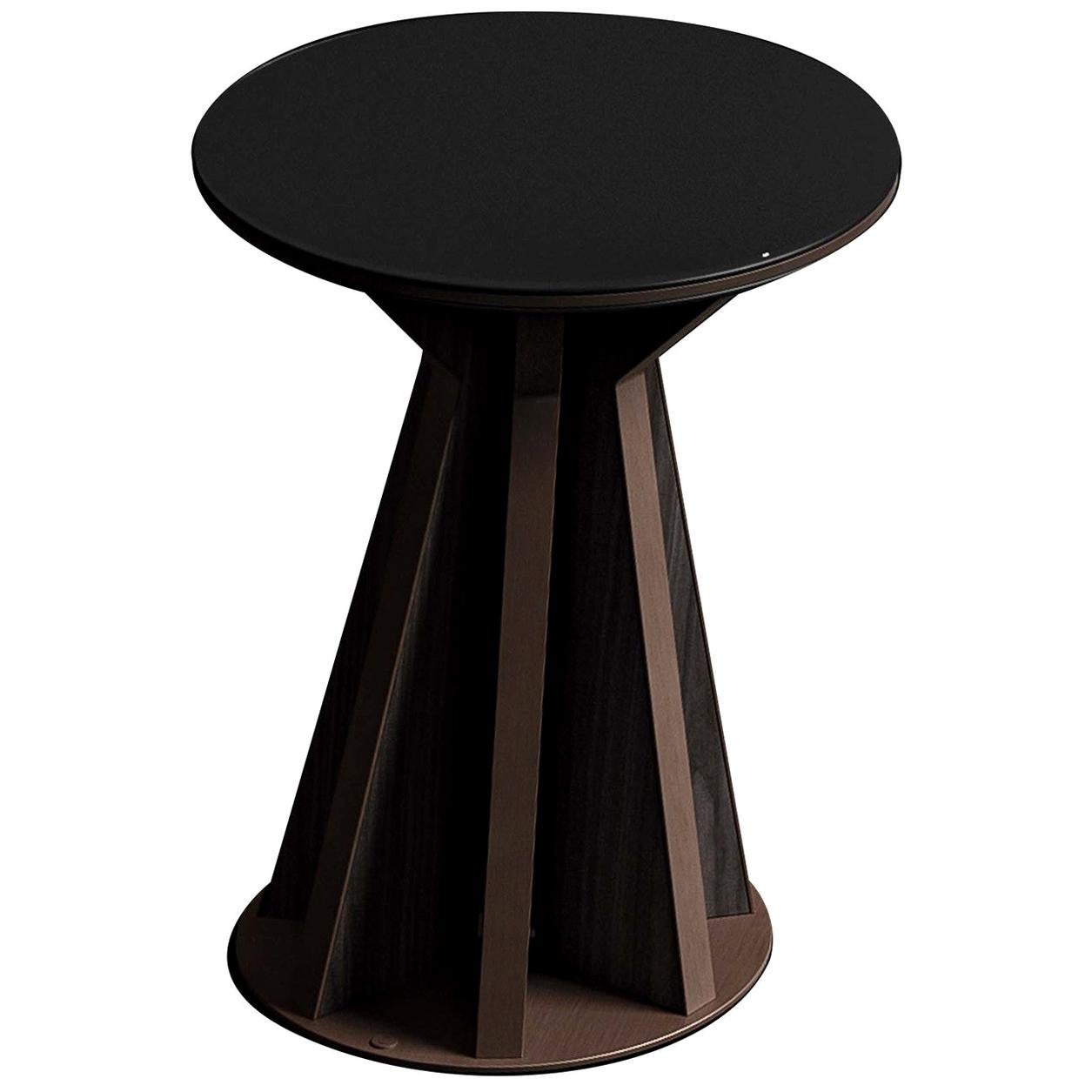 Table basse haute avec plateau en verre