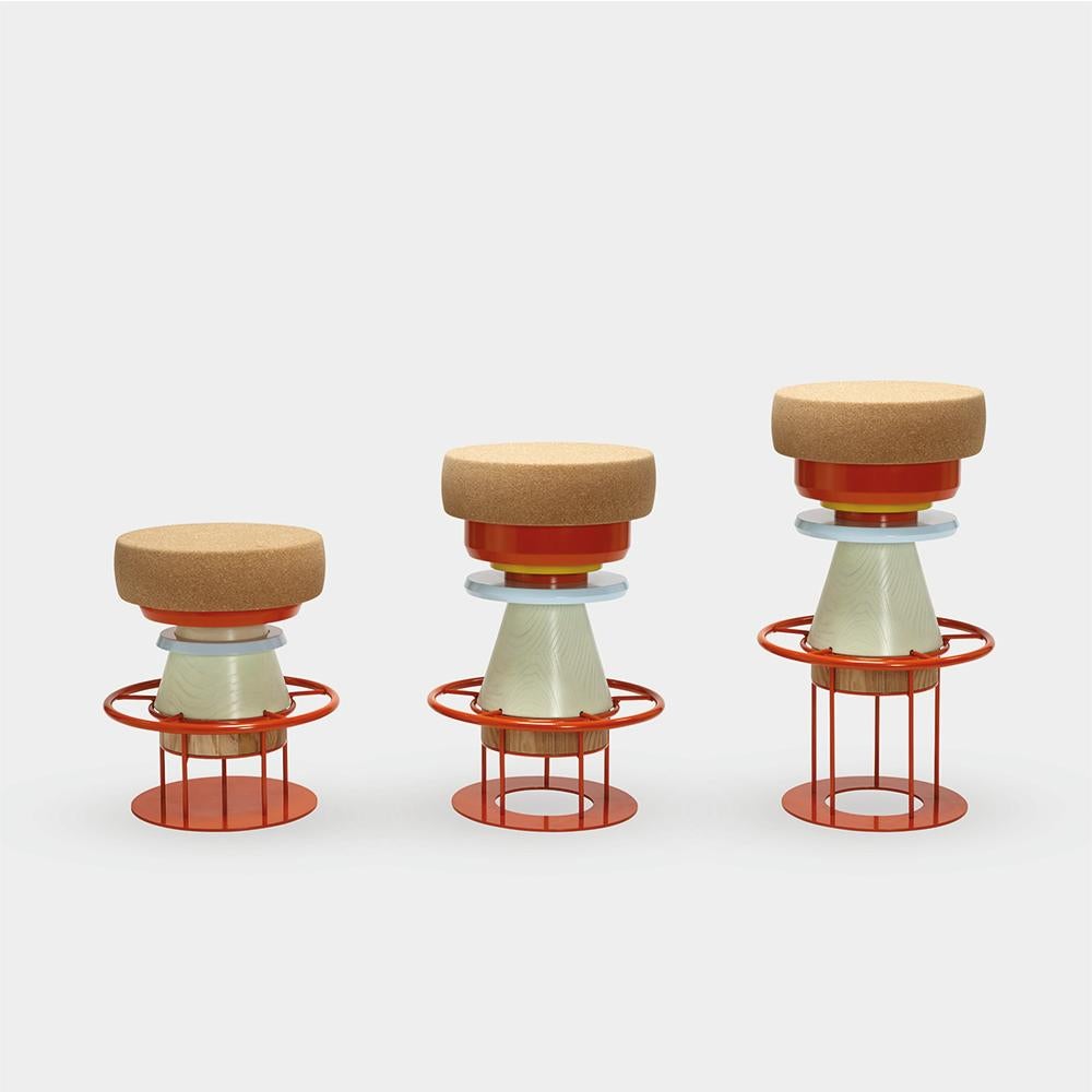 Modern High Colorful Tembo Stool, Note Design Studio For Sale