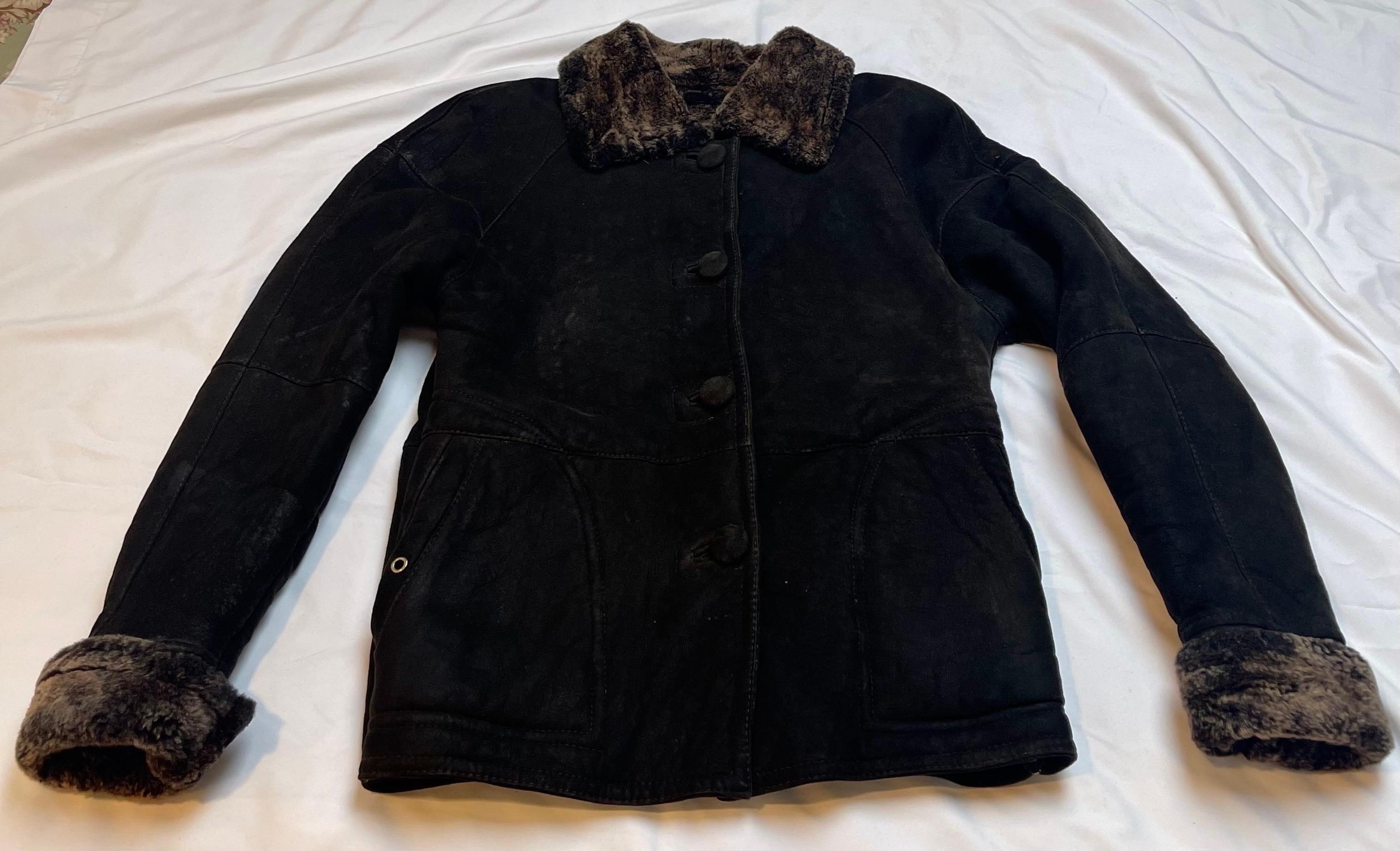  High Country Shearling Sheepskin Coat excellent condition Extra Small Black  3