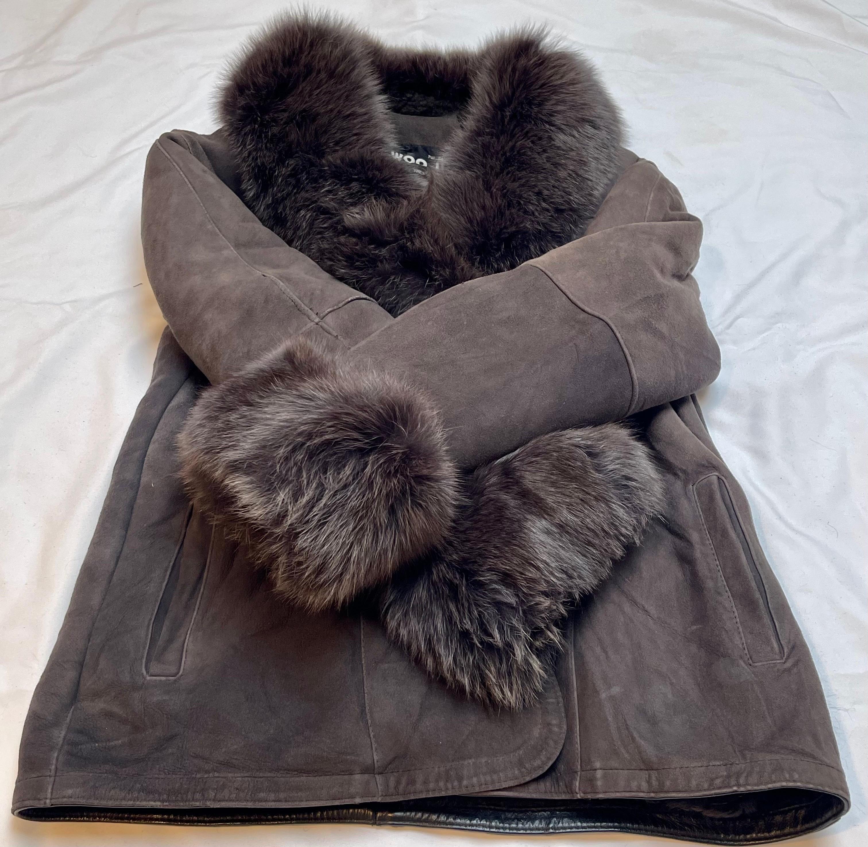 Black   High Country Shearling Sheepskin Coat excellent condition Real Fur