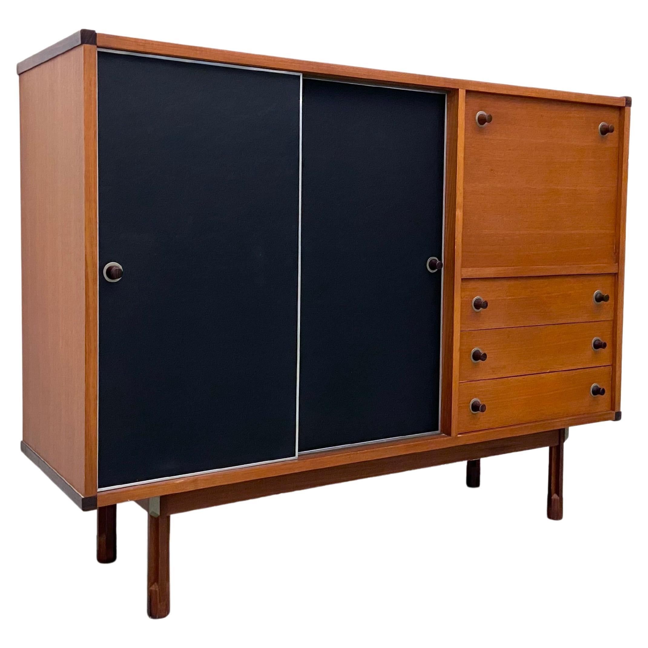 High Credenza by Pierro Ranzani for Elam in Laminate, Teak and Metal, 1962 For Sale
