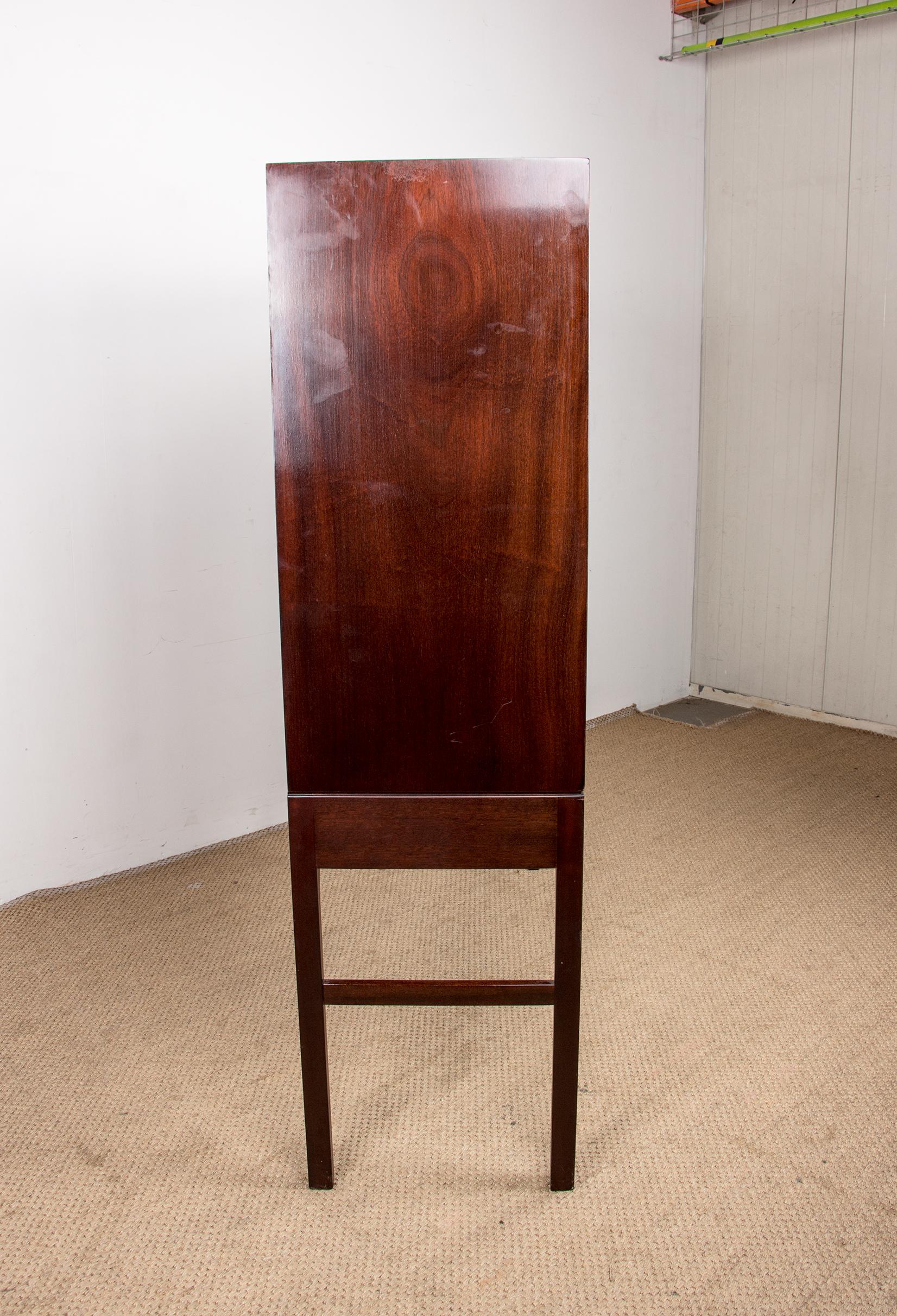 High Danish Cabinet in Mahogany and Brass by Ole Wanscher for Poul Jeppesen 1960 For Sale 8