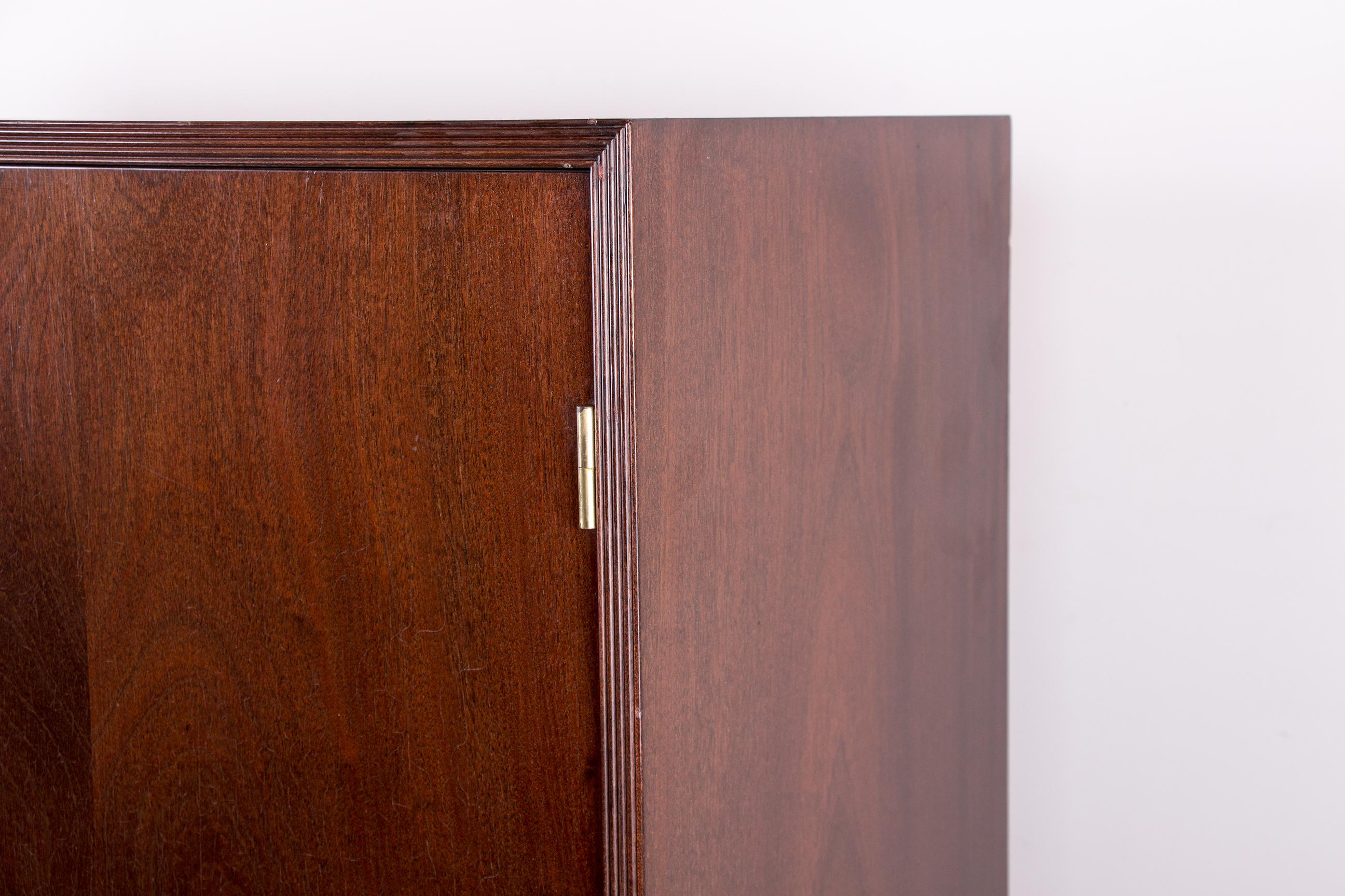 Scandinavian Modern High Danish Cabinet in Mahogany and Brass by Ole Wanscher for Poul Jeppesen 1960 For Sale