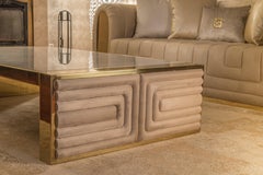 High End Contemporary Italian Designer Quilted Suede Fabric Sofa, Collier