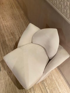 High End Contemporary Suede Flower Dressing Table Armchair