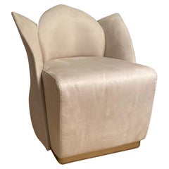 High End Contemporary Suede Flower Dressing Table Armchair