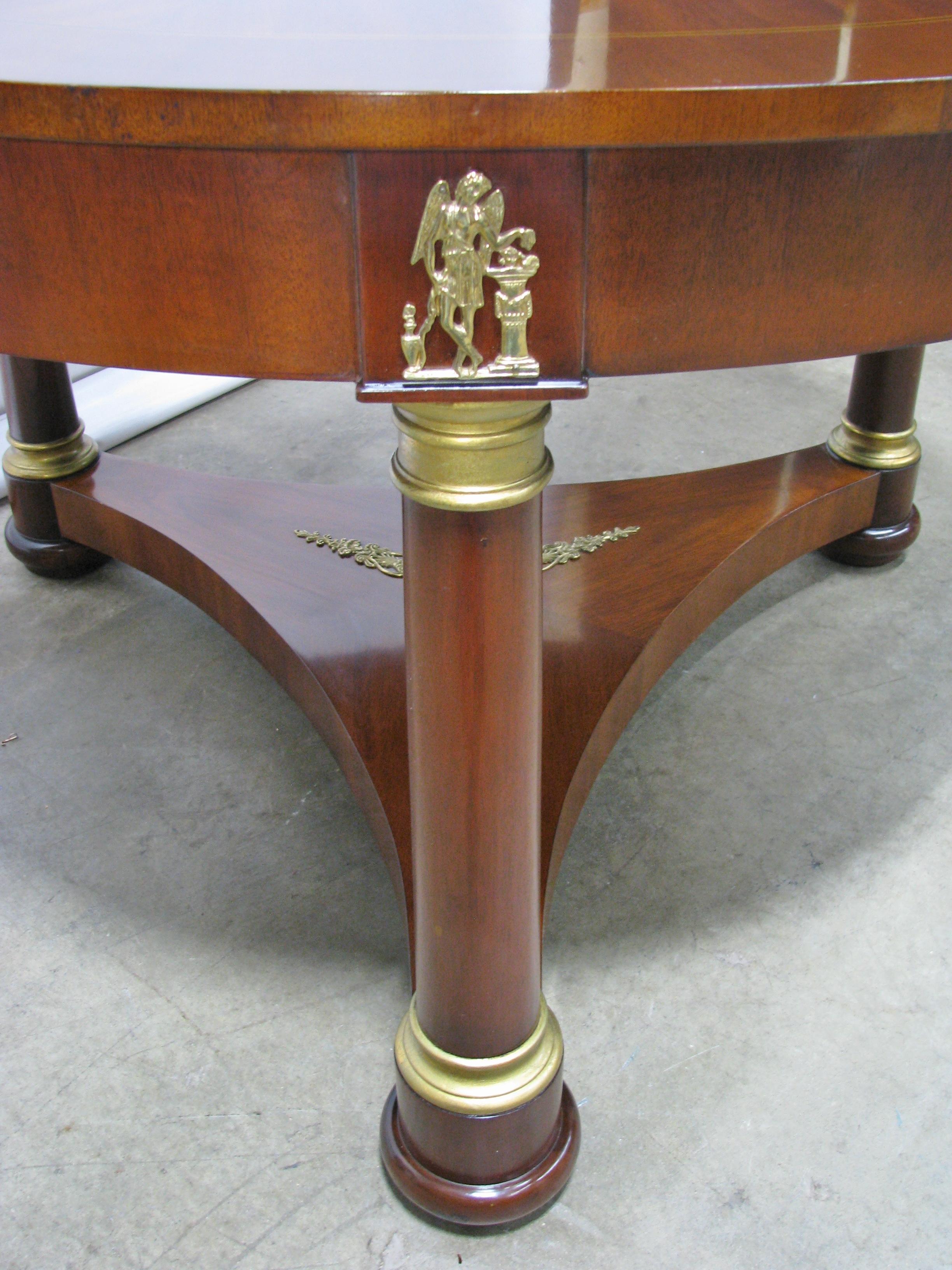 High-End French Empire Style Mahogany Center Table, Neoclassic Mounts In Good Condition For Sale In Geneva, IL