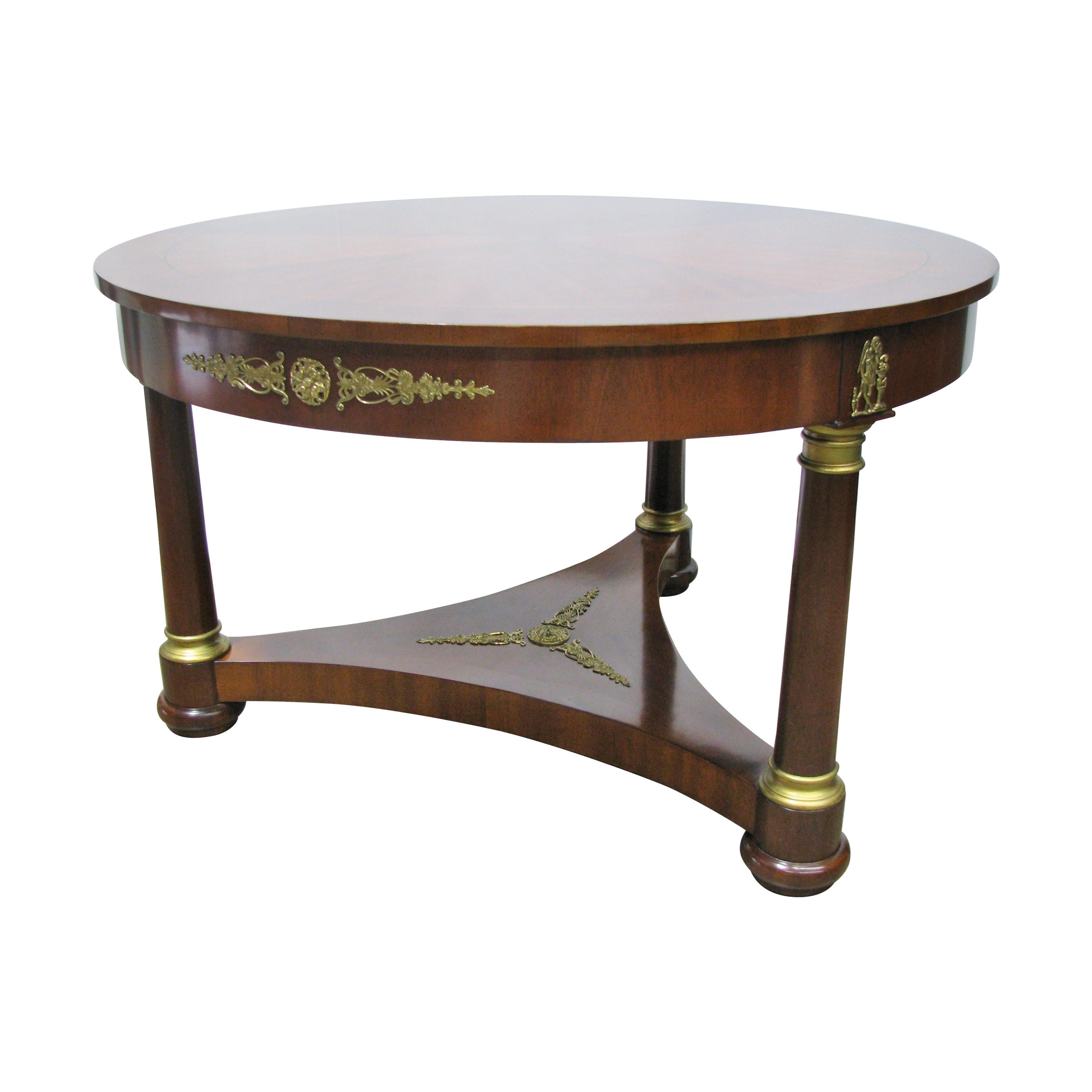 High-End French Empire Style Mahogany Center Table, Neoclassic Mounts For Sale