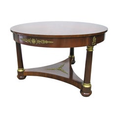 High-End French Empire Style Mahogany Center Table, Neoclassic Mounts