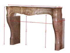 High-End French Rococo Fireplace Mantel Rare Red Hard Marble Stone