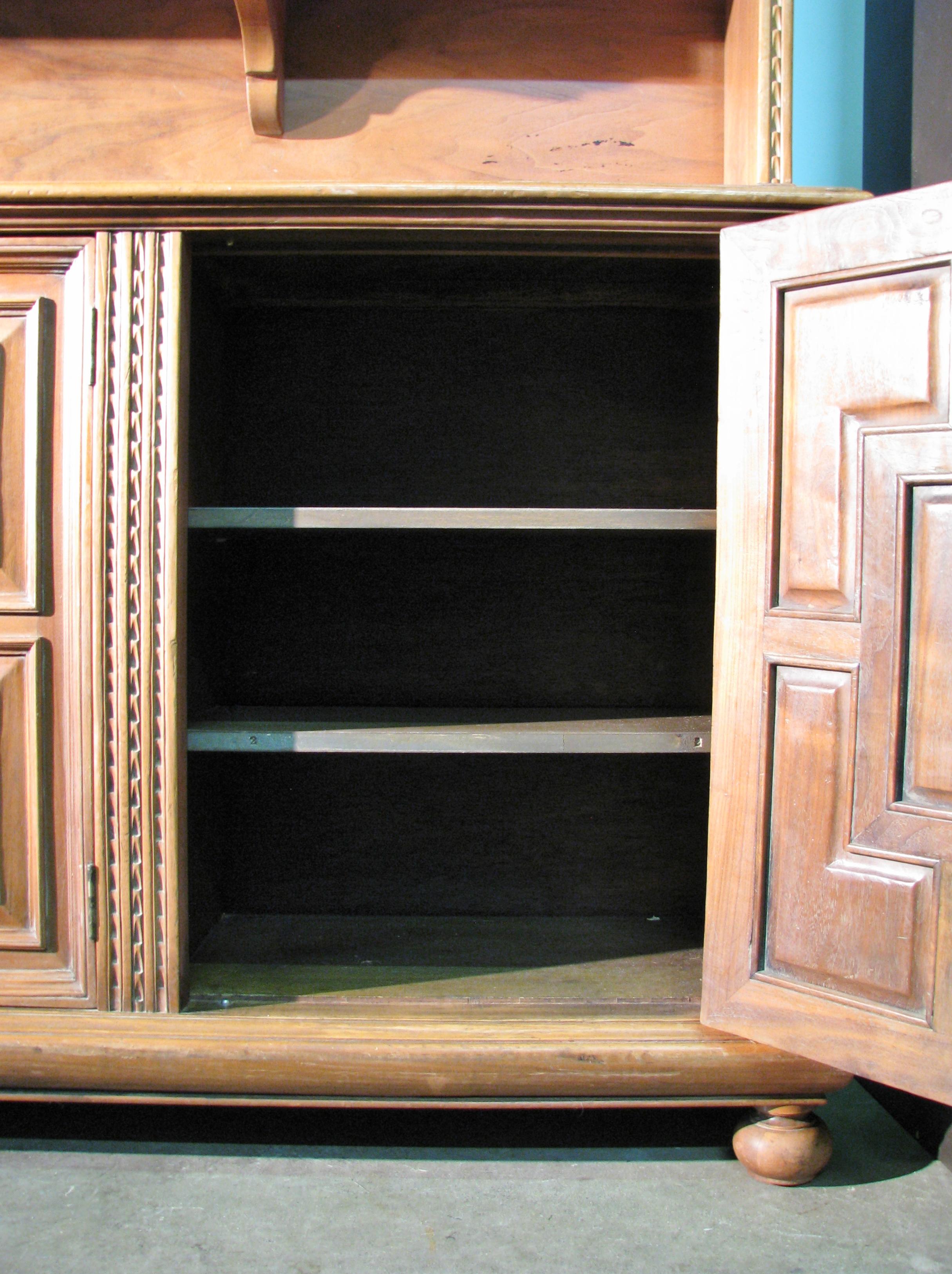 High End Italian Renaissance Style Walnut Cabinet & Shelves by Joseph Milbeck For Sale 3
