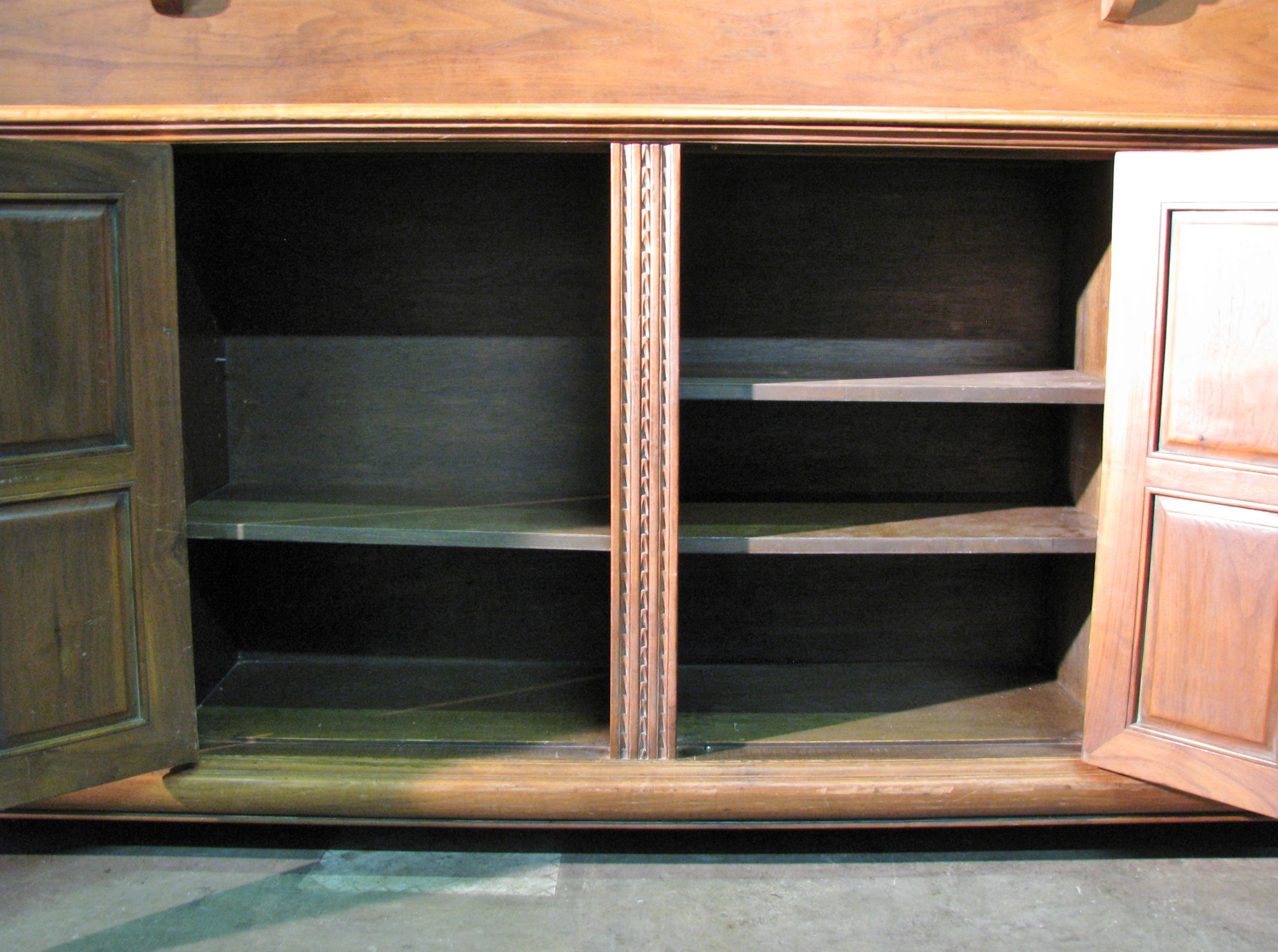 High End Italian Renaissance Style Walnut Cabinet & Shelves by Joseph Milbeck For Sale 1