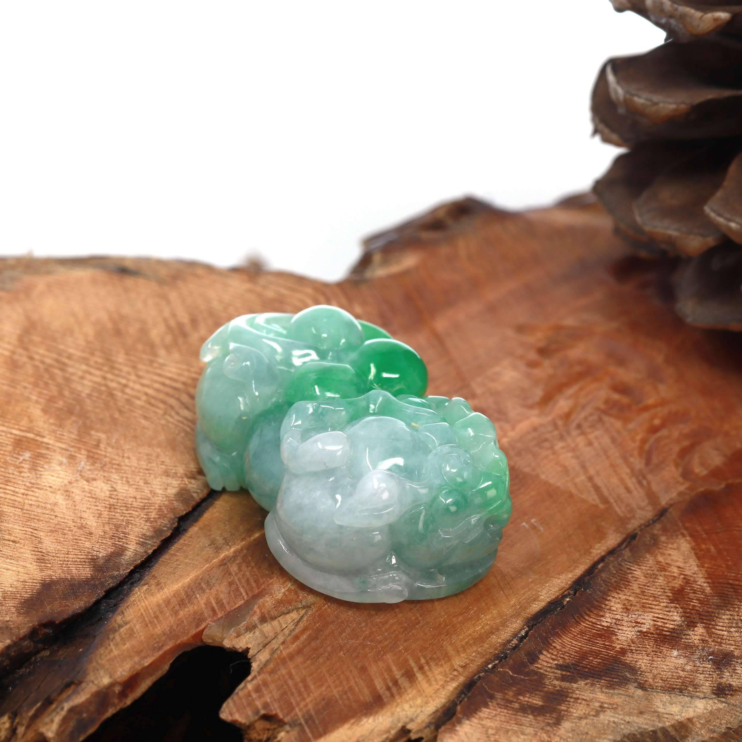 Hohe-End-Pendelleuchte Pi Xiu echte burmesische, Apfelgrüne, Jadeit Jade (Künstler*in)